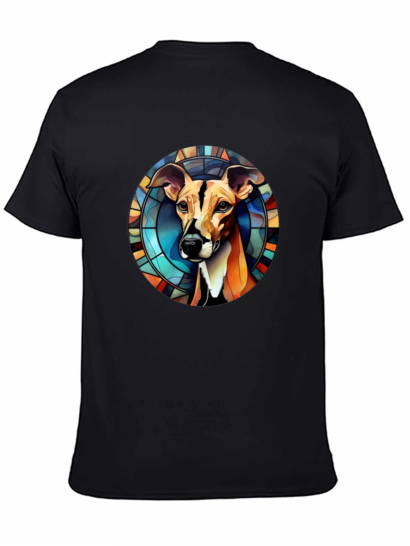 Stained Glass Dog Graphic Tee - Mens Black T-Shirt