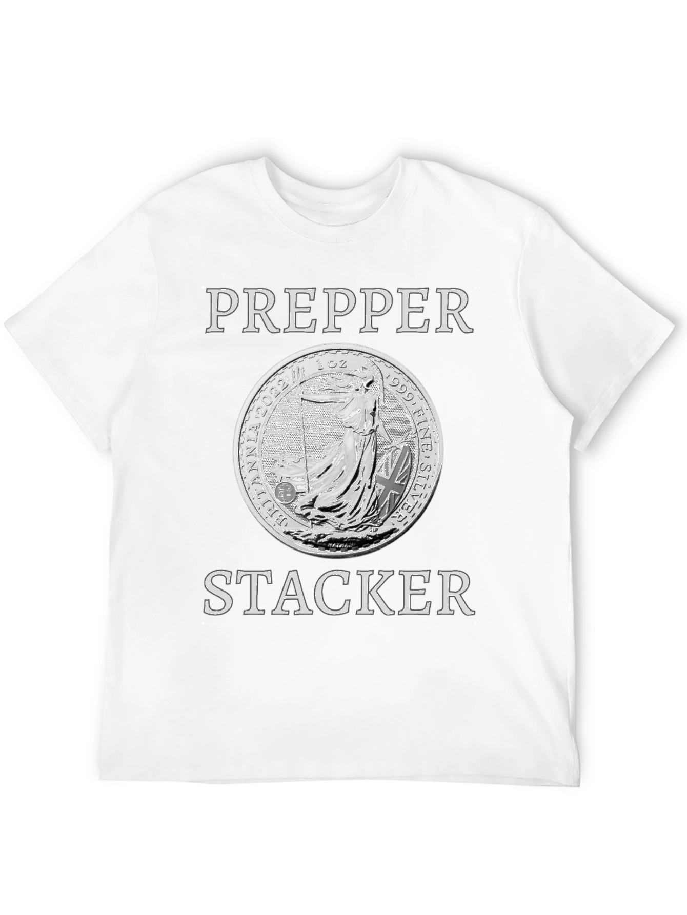 Prepper Stacker Silver Coin Graphic T-Shirt