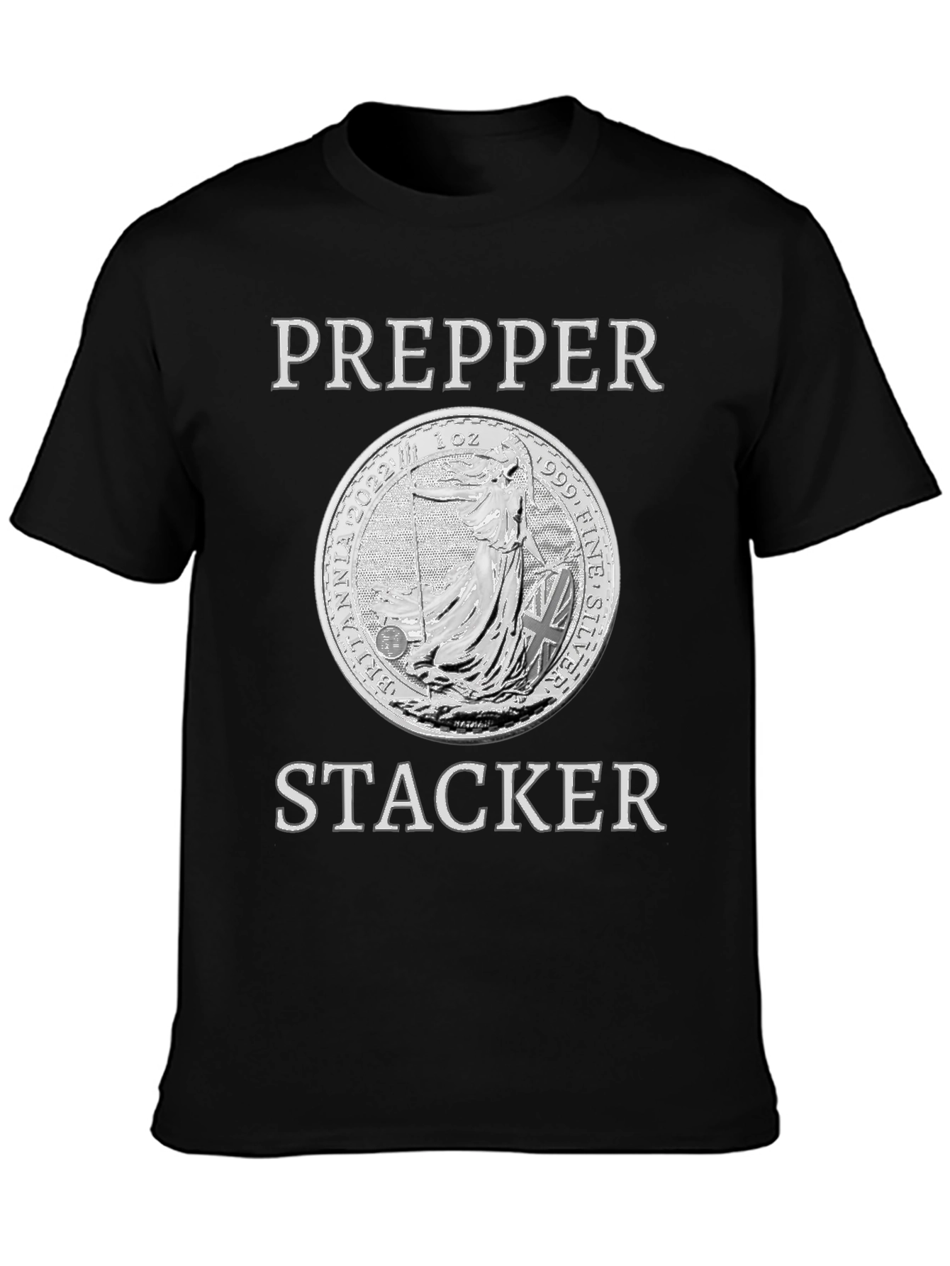 Prepper Stacker Silver Coin Graphic T-Shirt