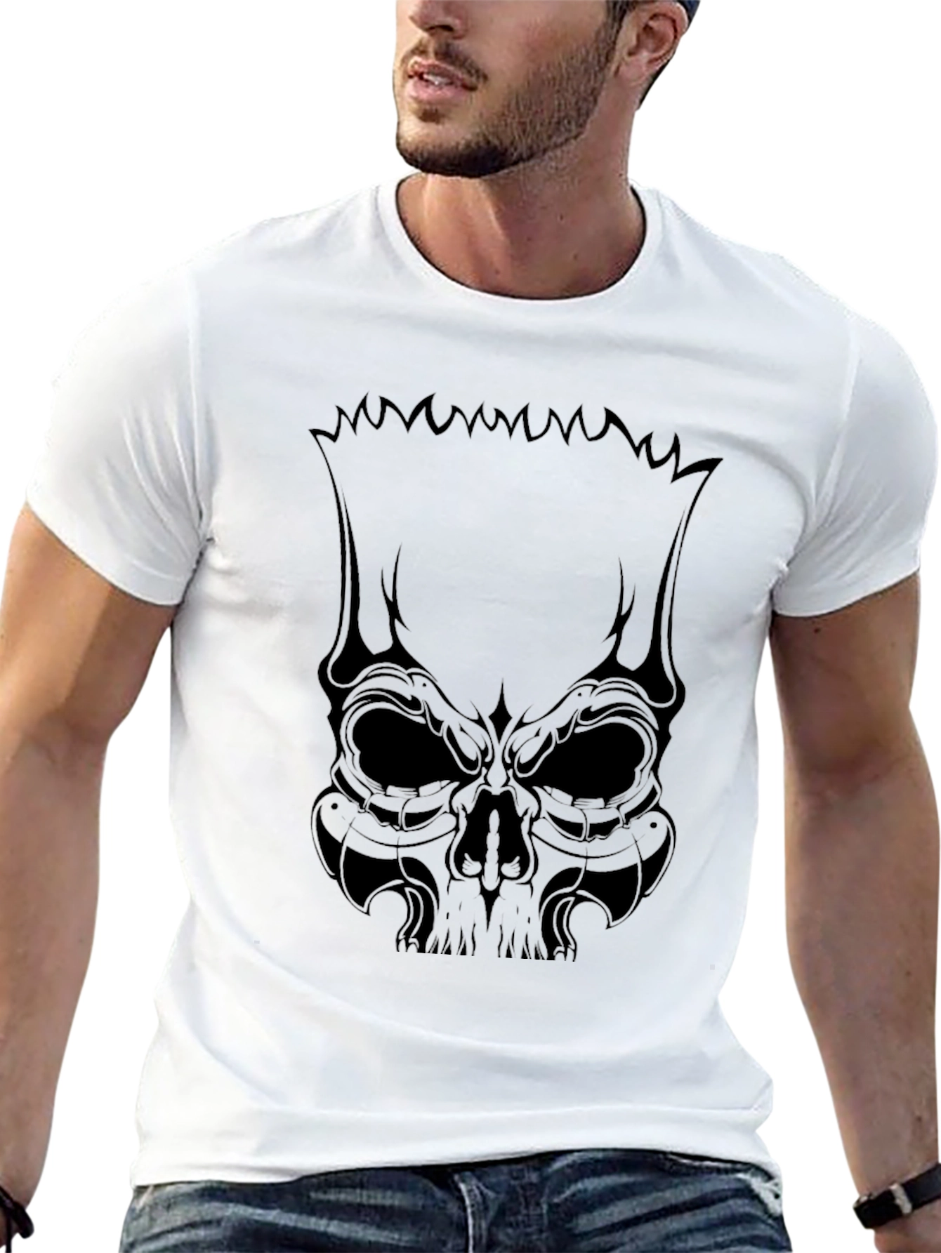 Skull Graphic Black Tee for Men