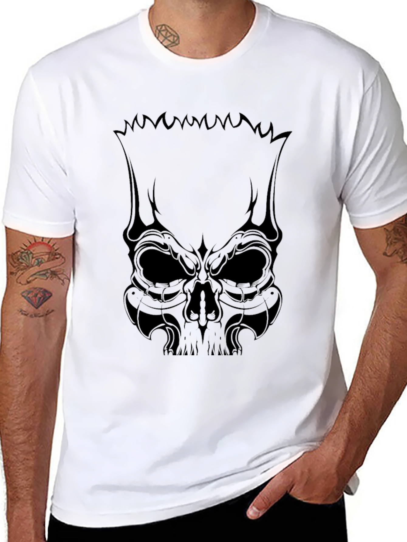 Skull Graphic Black Tee for Men