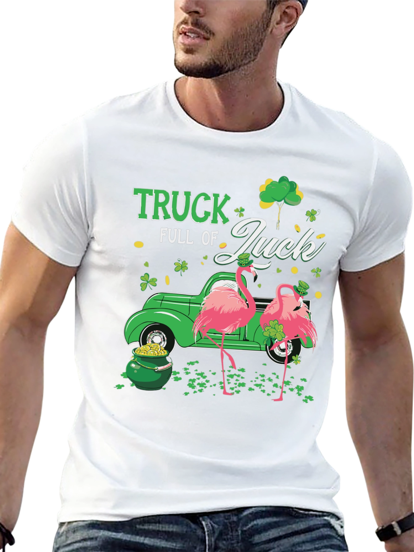 St. Patricks Day Flamingo Truck T-Shirt