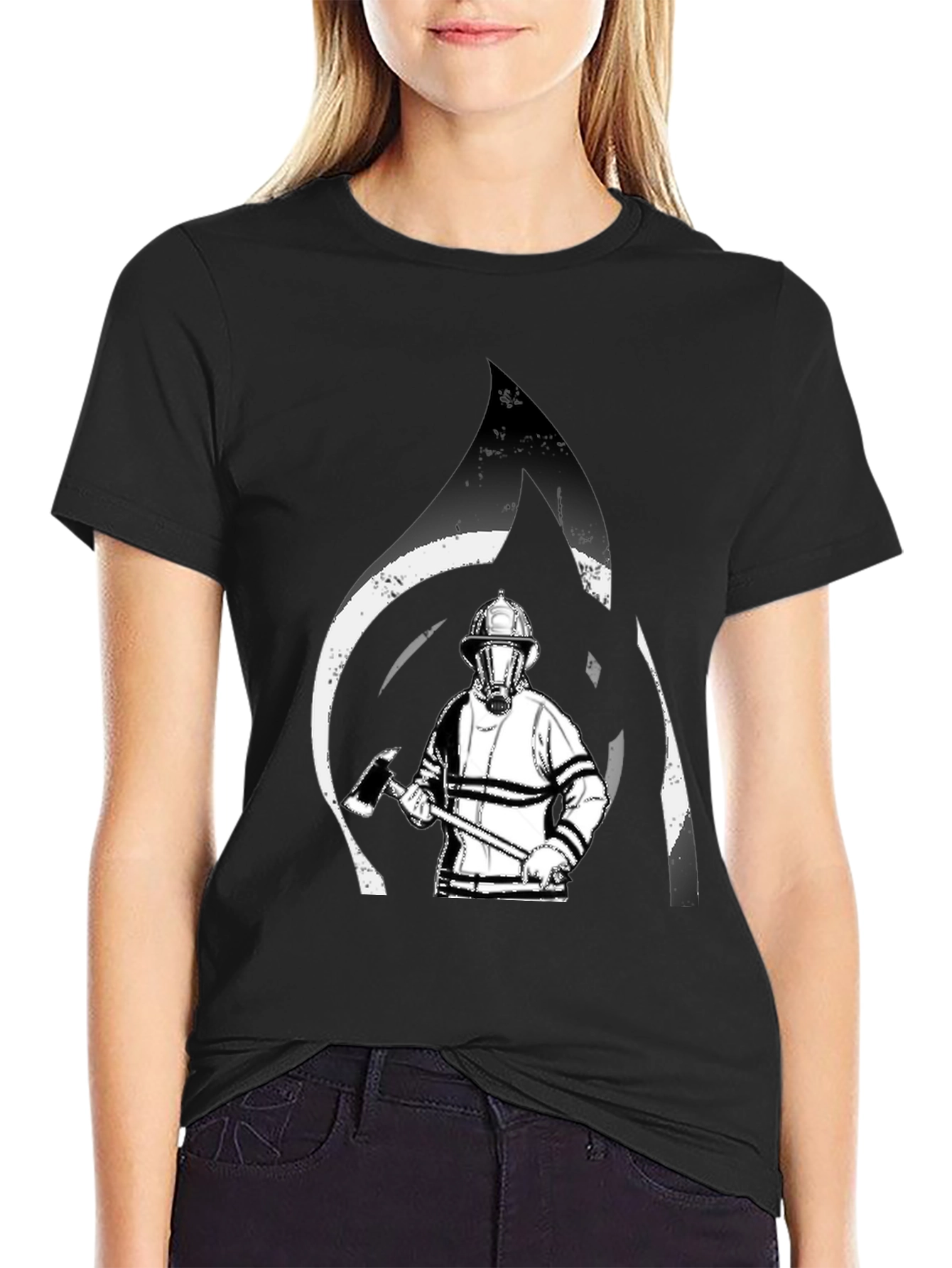 Firefighter Graphic T-Shirt - Black Cotton Tee