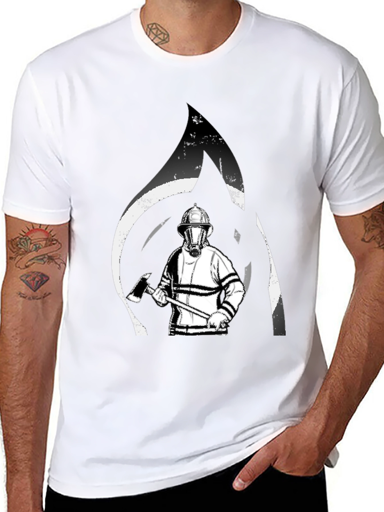 Firefighter Graphic T-Shirt - Black Cotton Tee