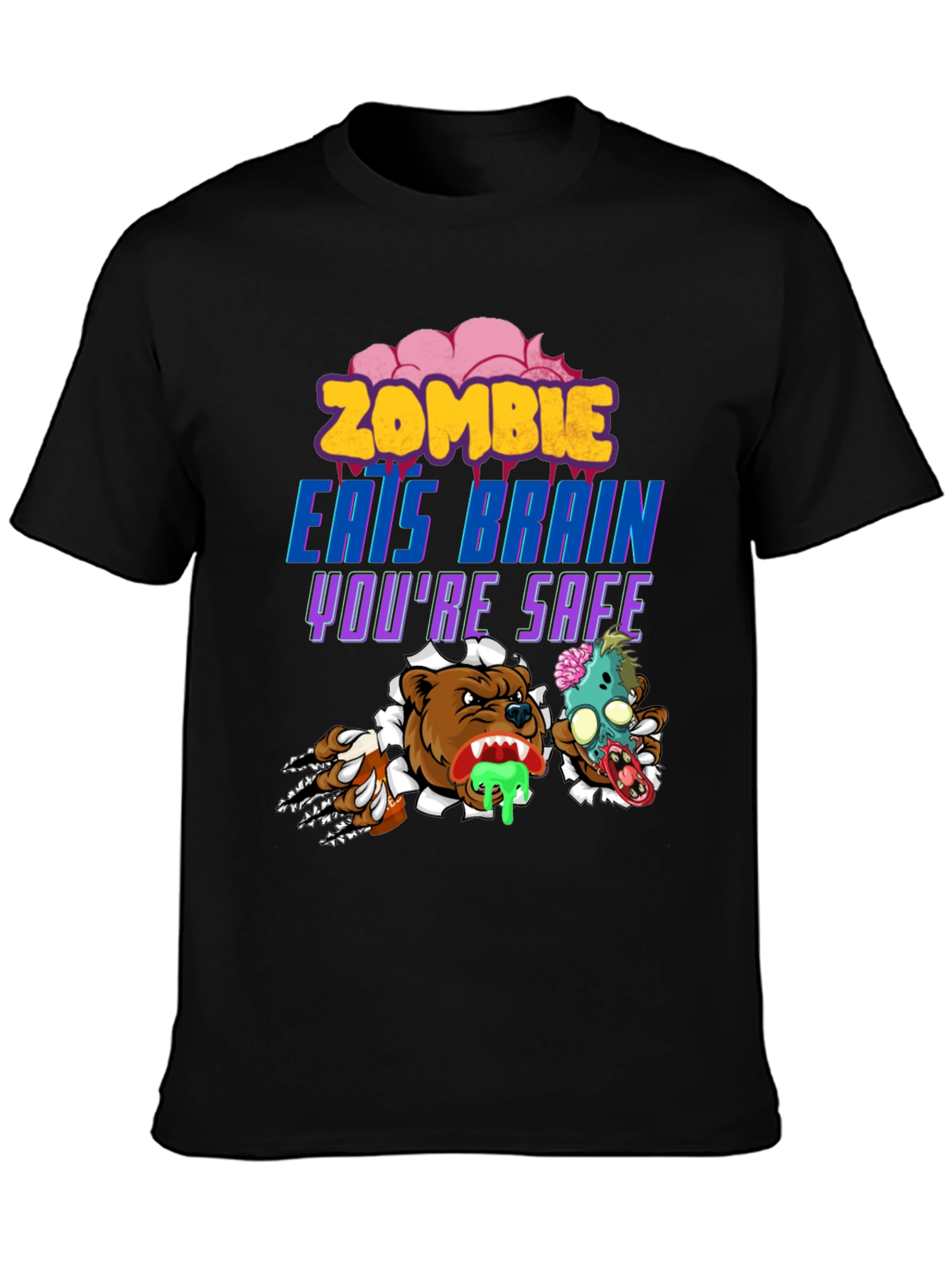 Zombie Eats Brain Funny Graphic Tee