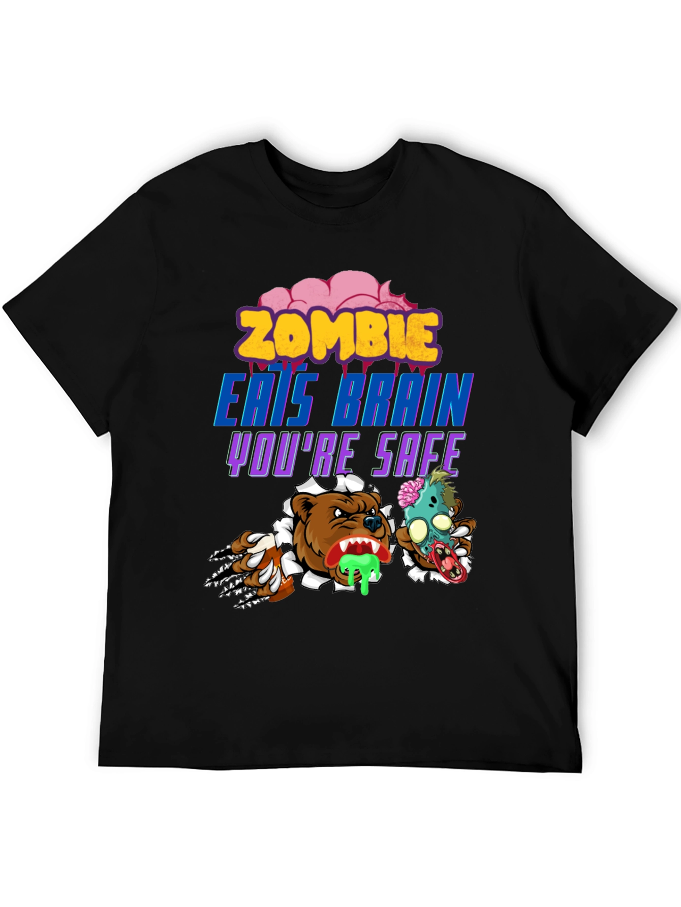 Zombie Eats Brain Funny Graphic Tee