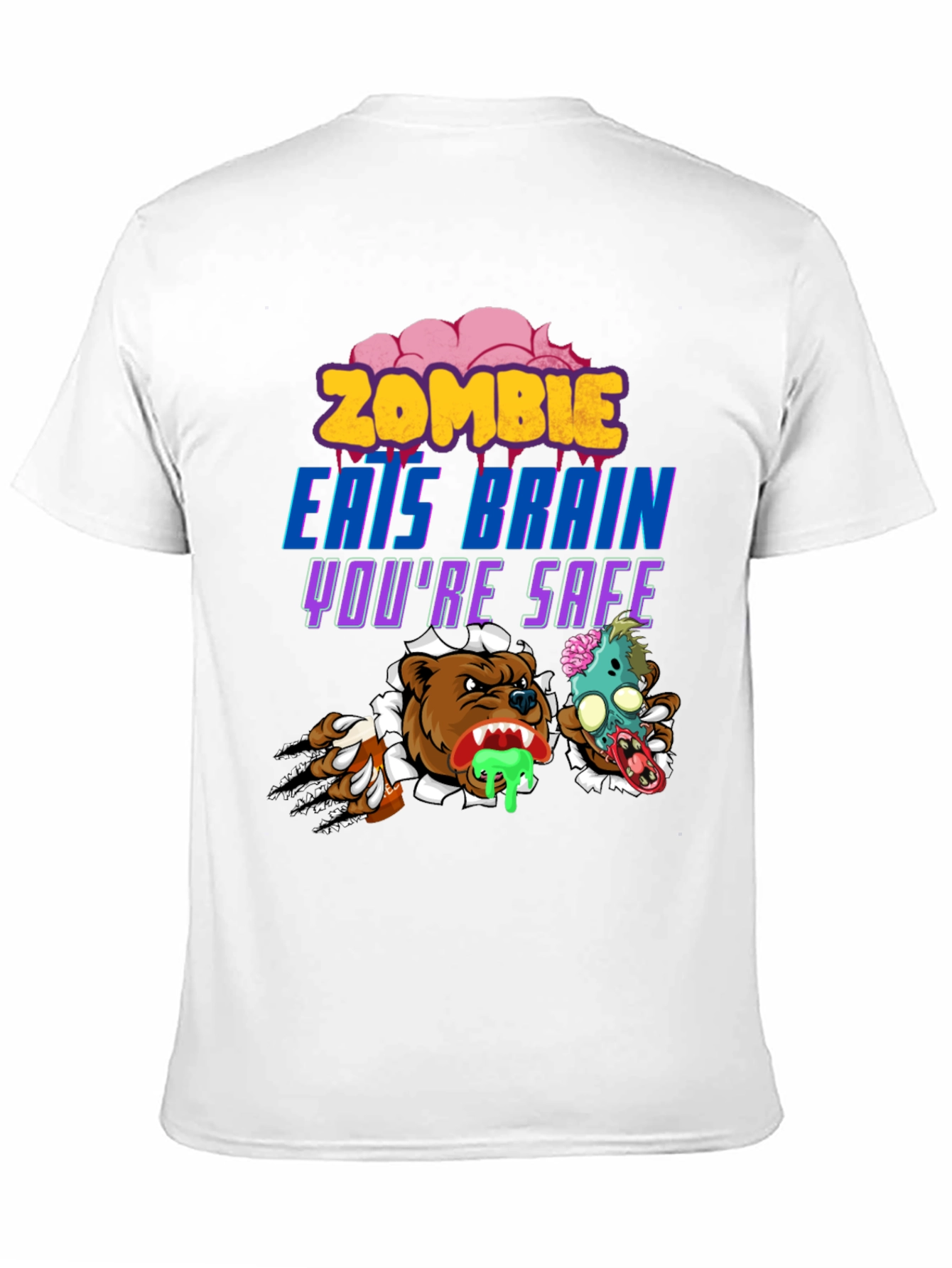 Zombie Eats Brain Funny Graphic Tee