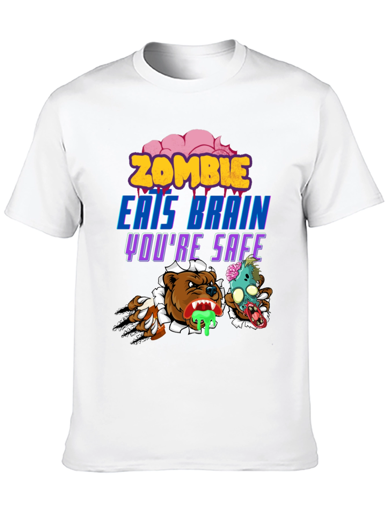 Zombie Eats Brain Funny Graphic Tee
