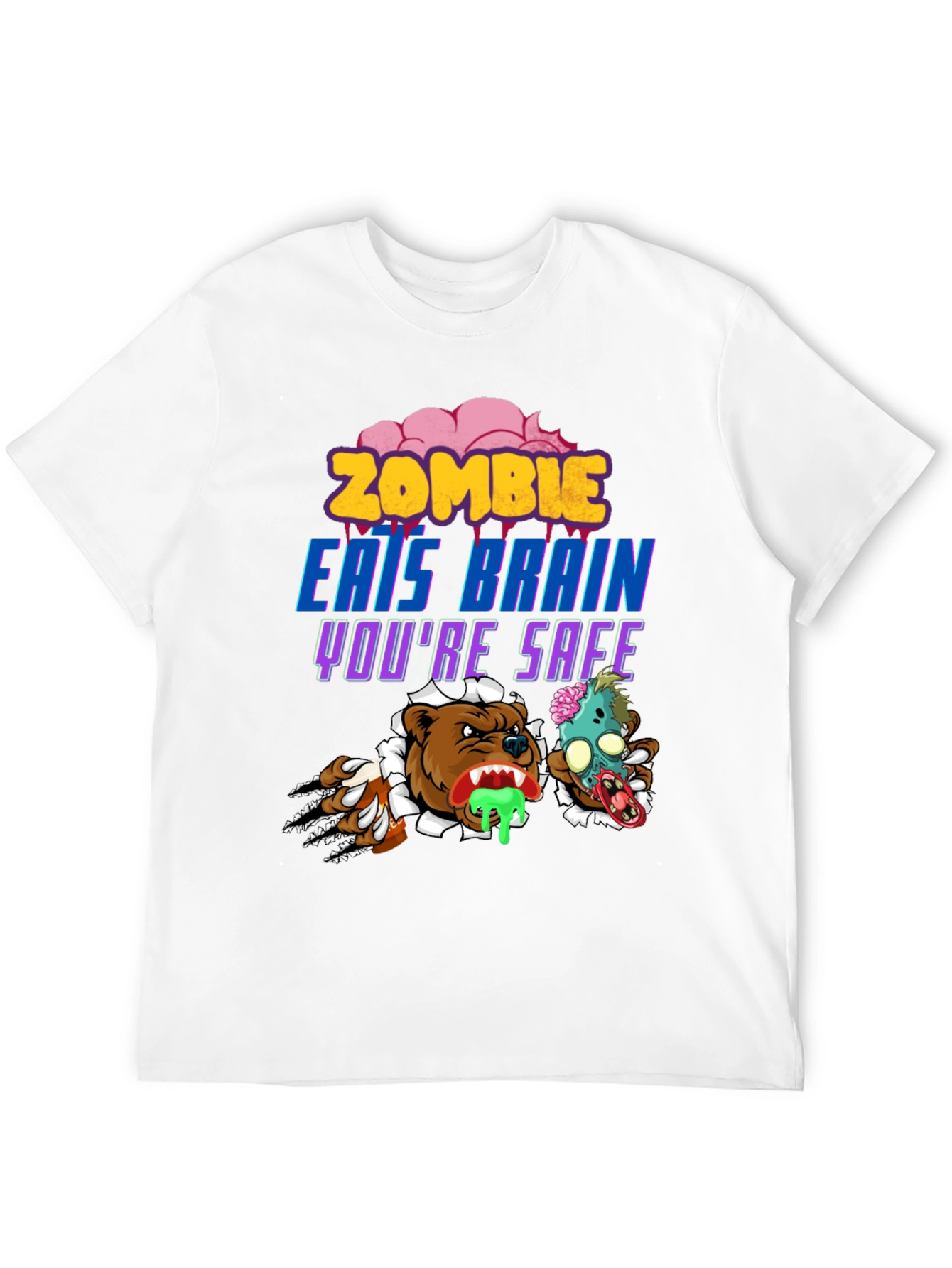 Zombie Eats Brain Funny Graphic Tee