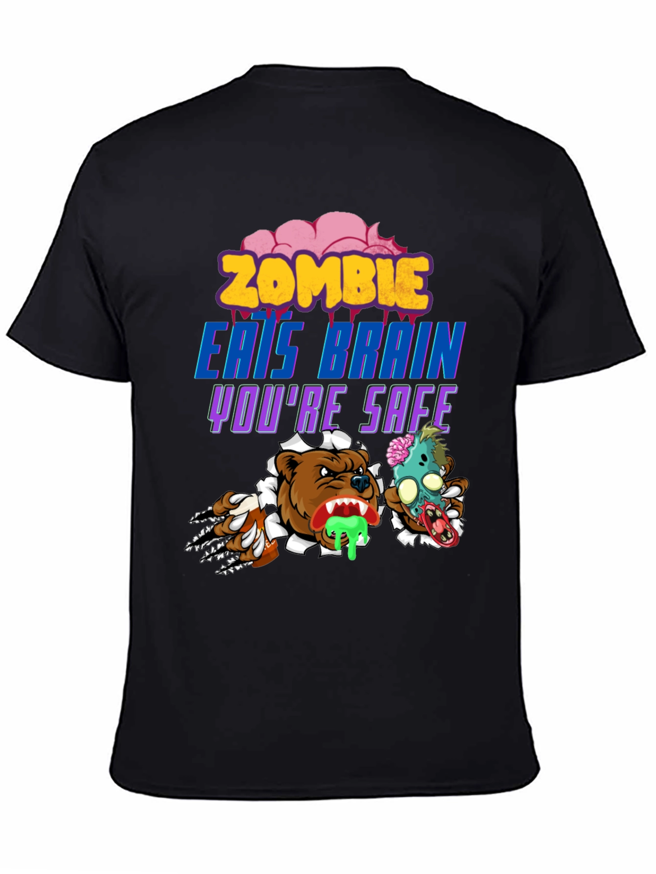 Zombie Eats Brain Funny Graphic Tee