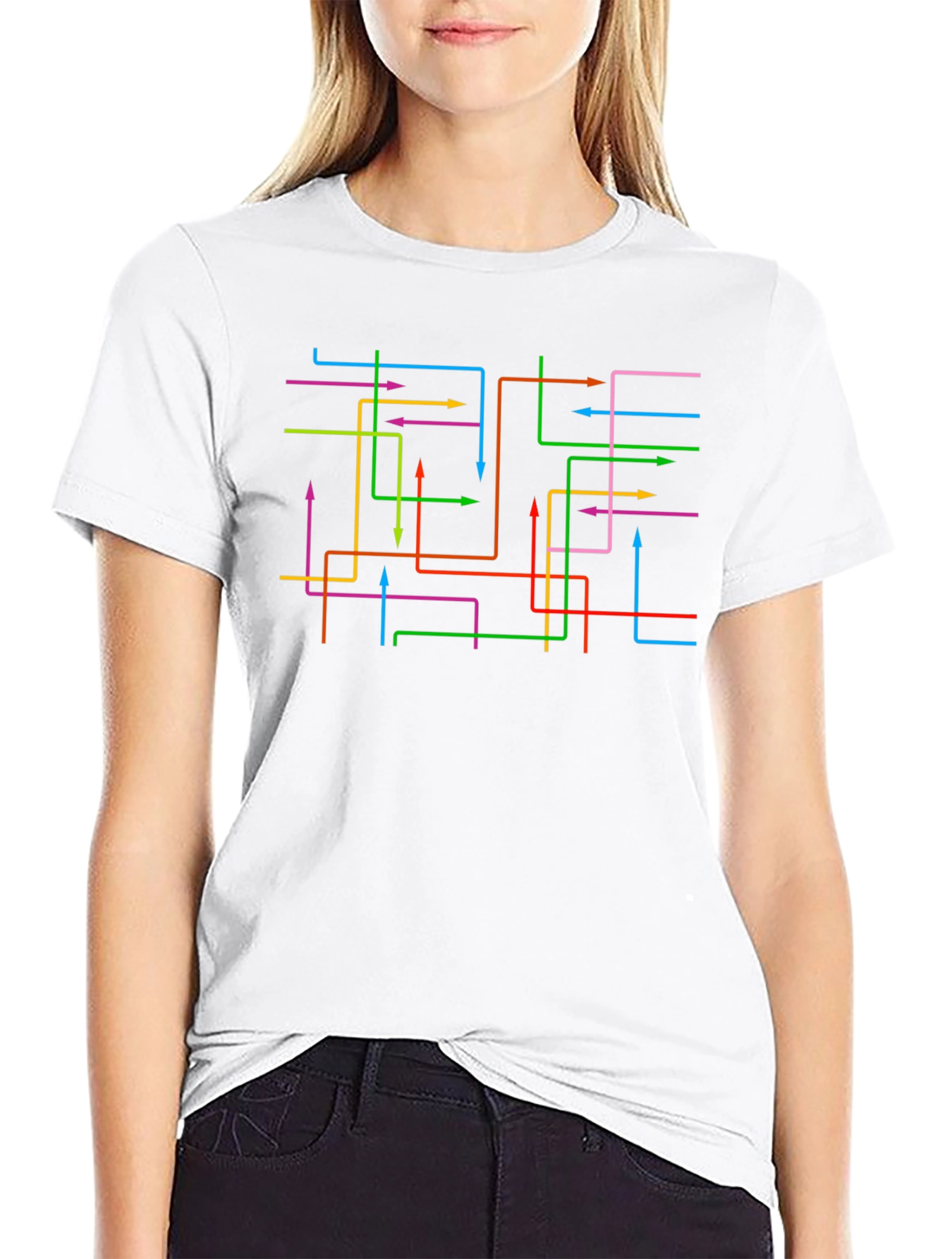 Abstract Arrow Line Black Graphic Tee