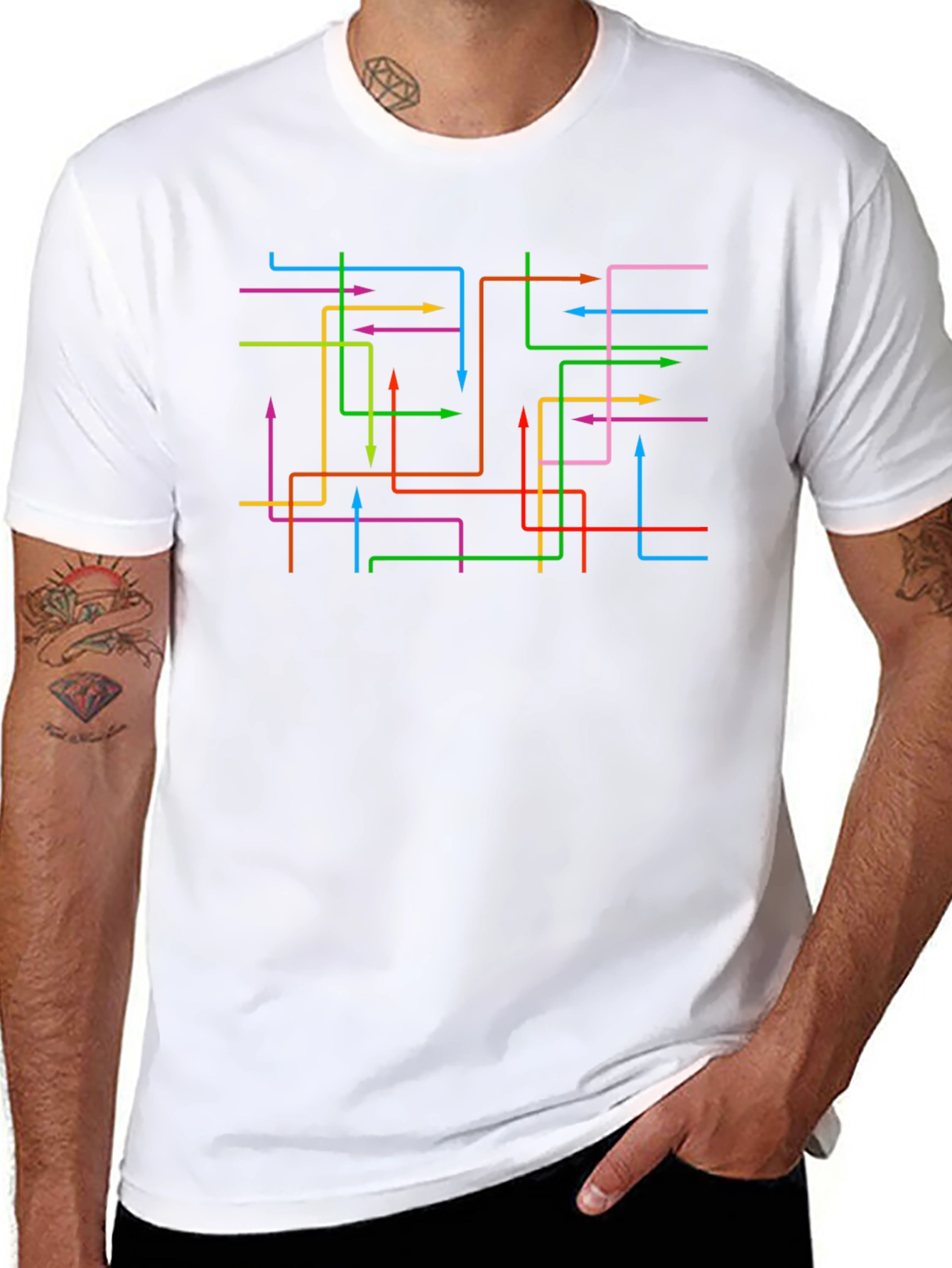 Abstract Arrow Line Black Graphic Tee