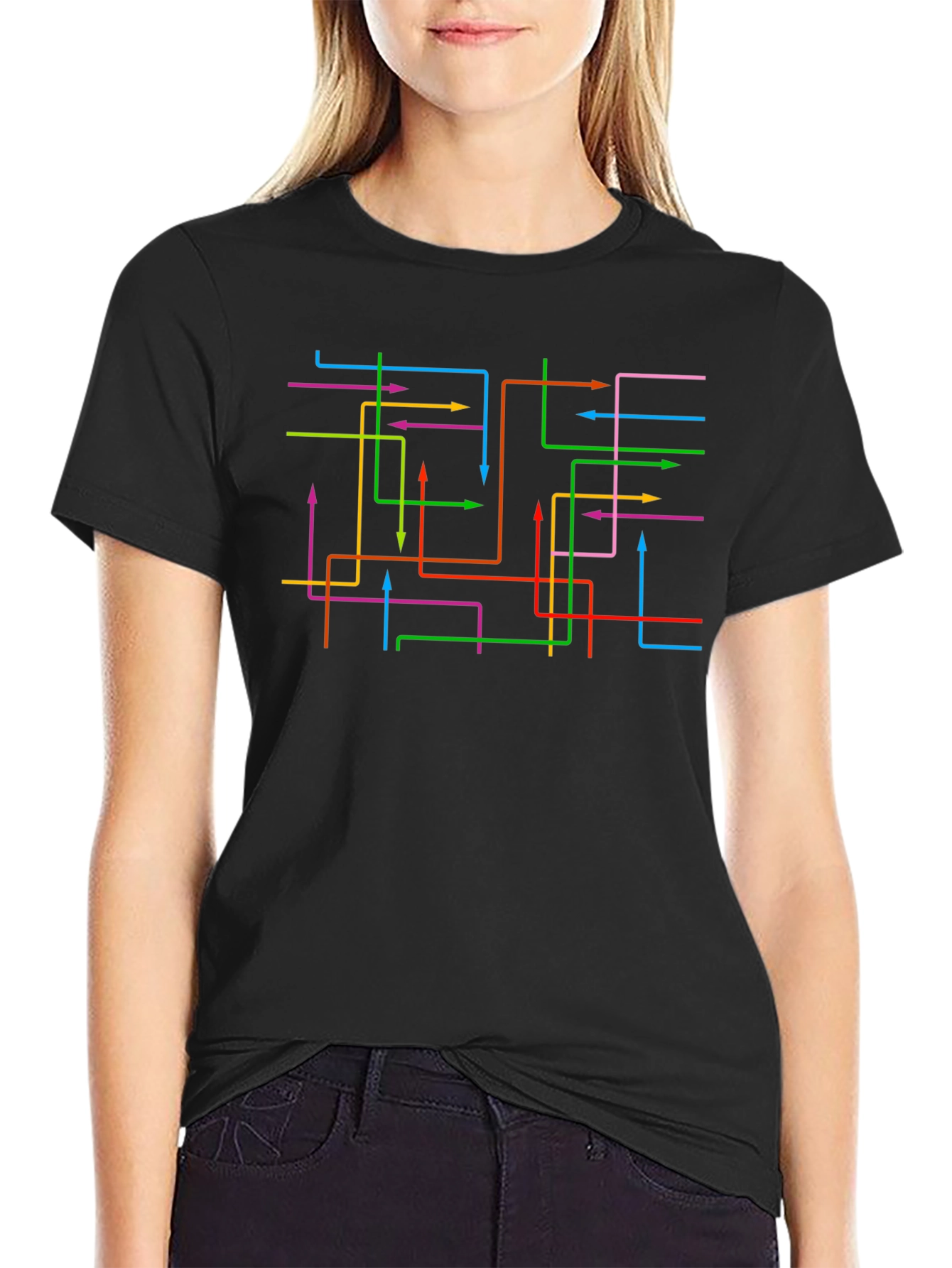 Abstract Arrow Line Black Graphic Tee