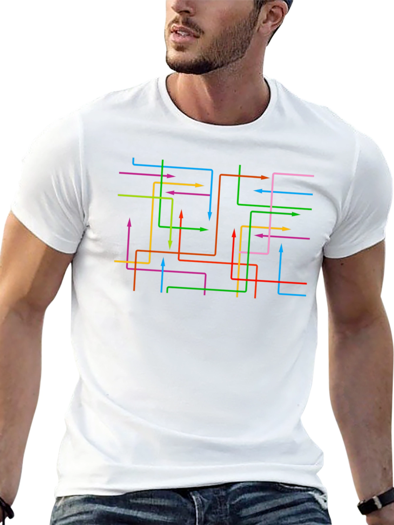 Abstract Arrow Line Black Graphic Tee