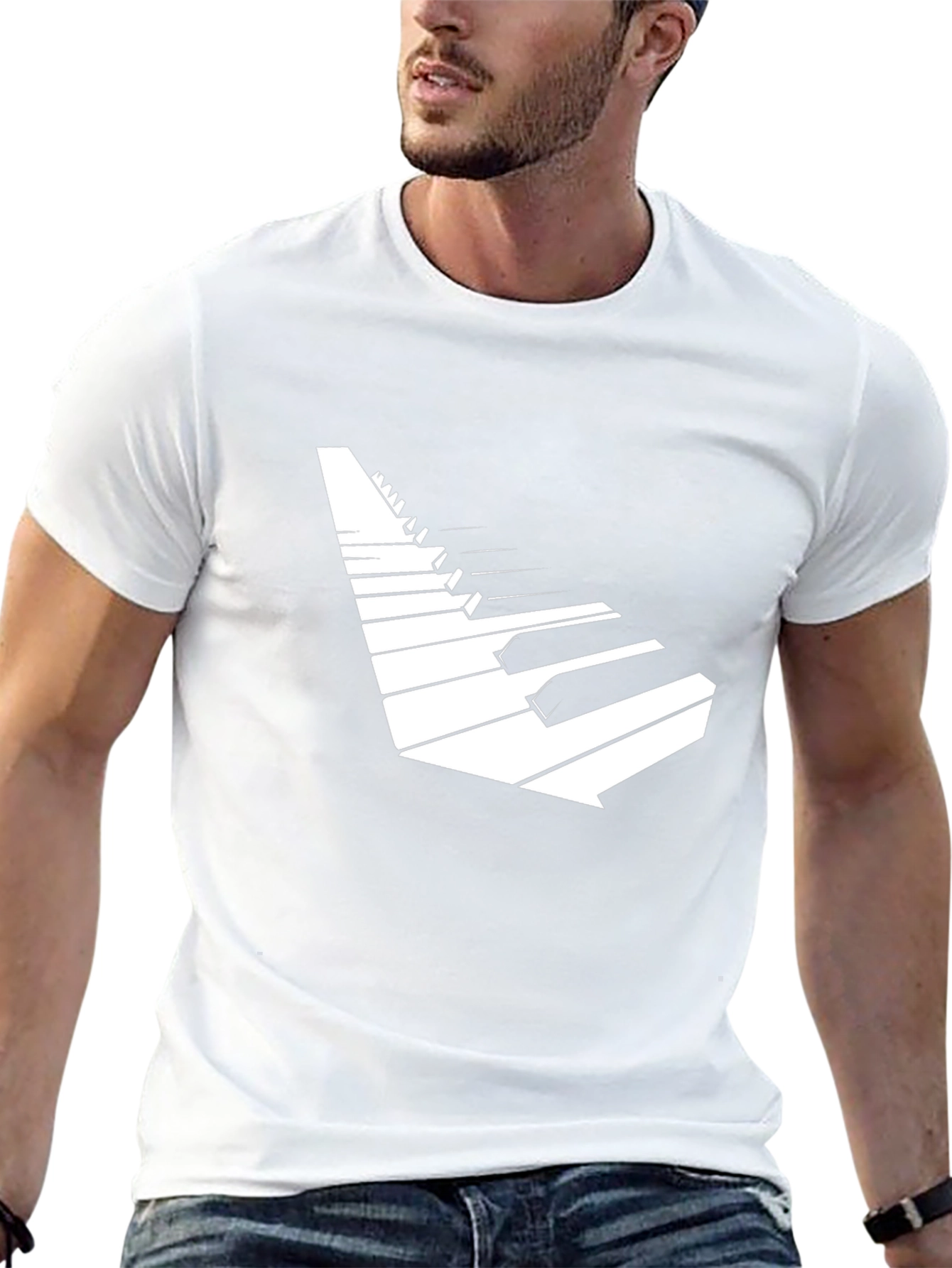 Piano Keys Graphic Tee - Black Stylish Music Shirt