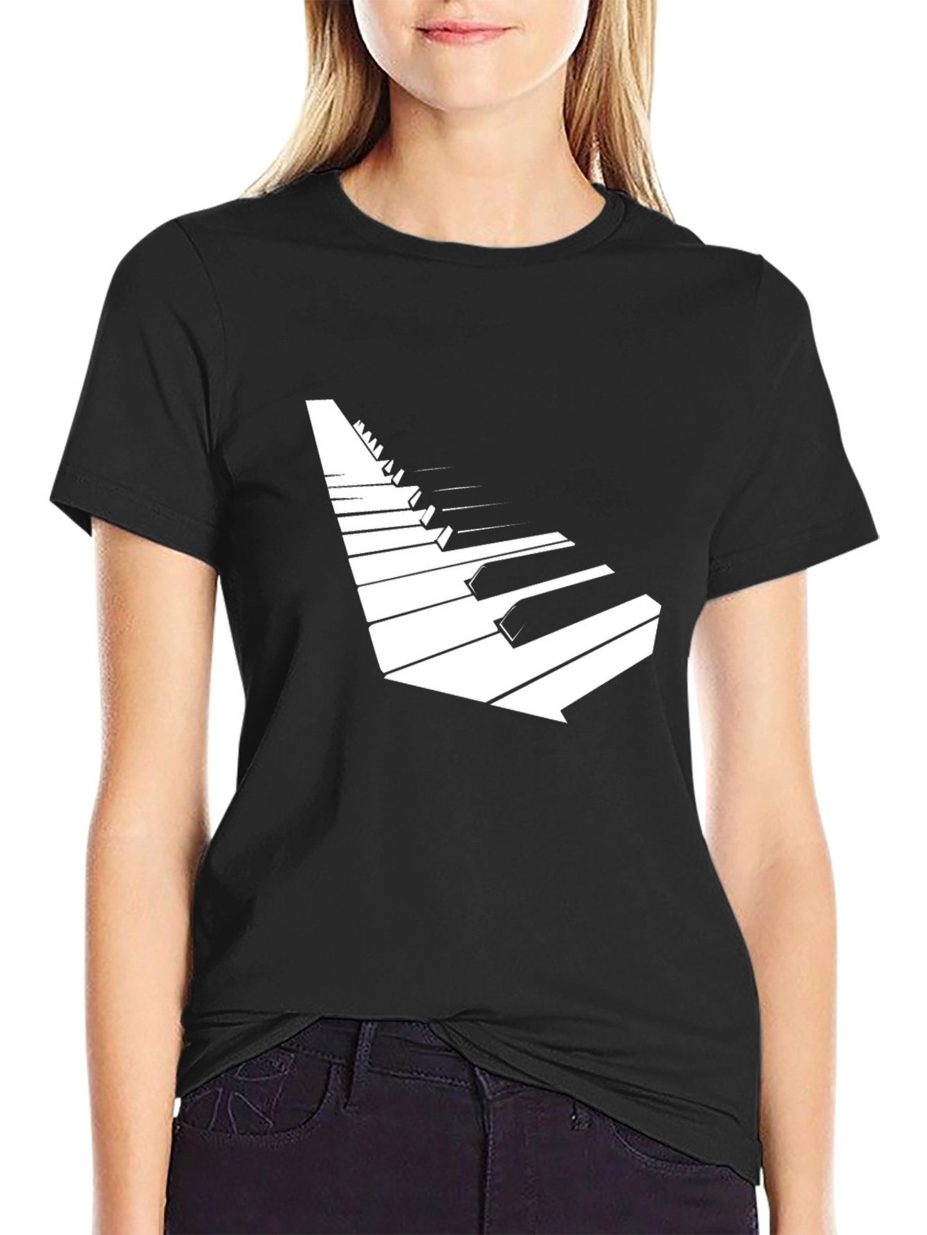Piano Keys Graphic Tee - Black Stylish Music Shirt