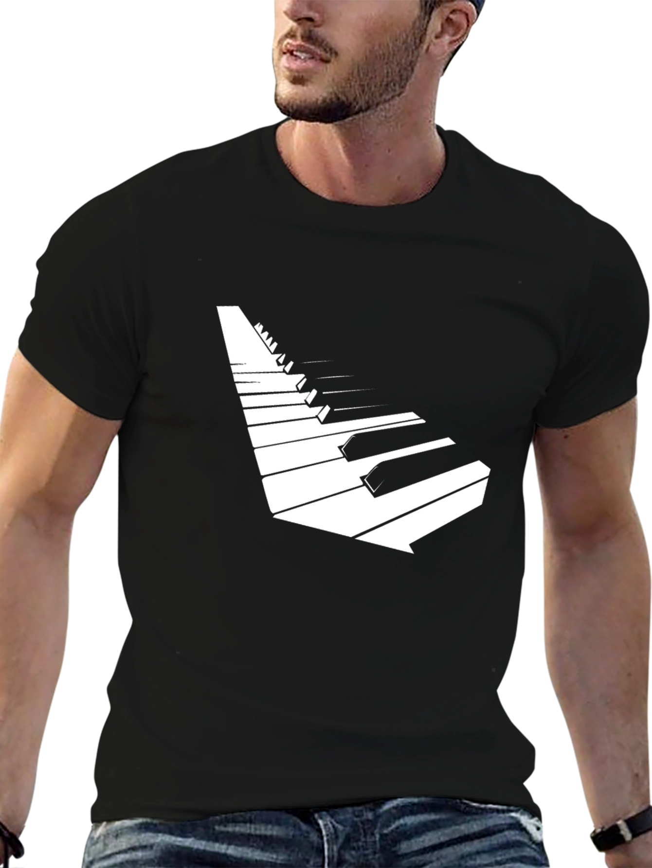 Piano Keys Graphic Tee - Black Stylish Music Shirt