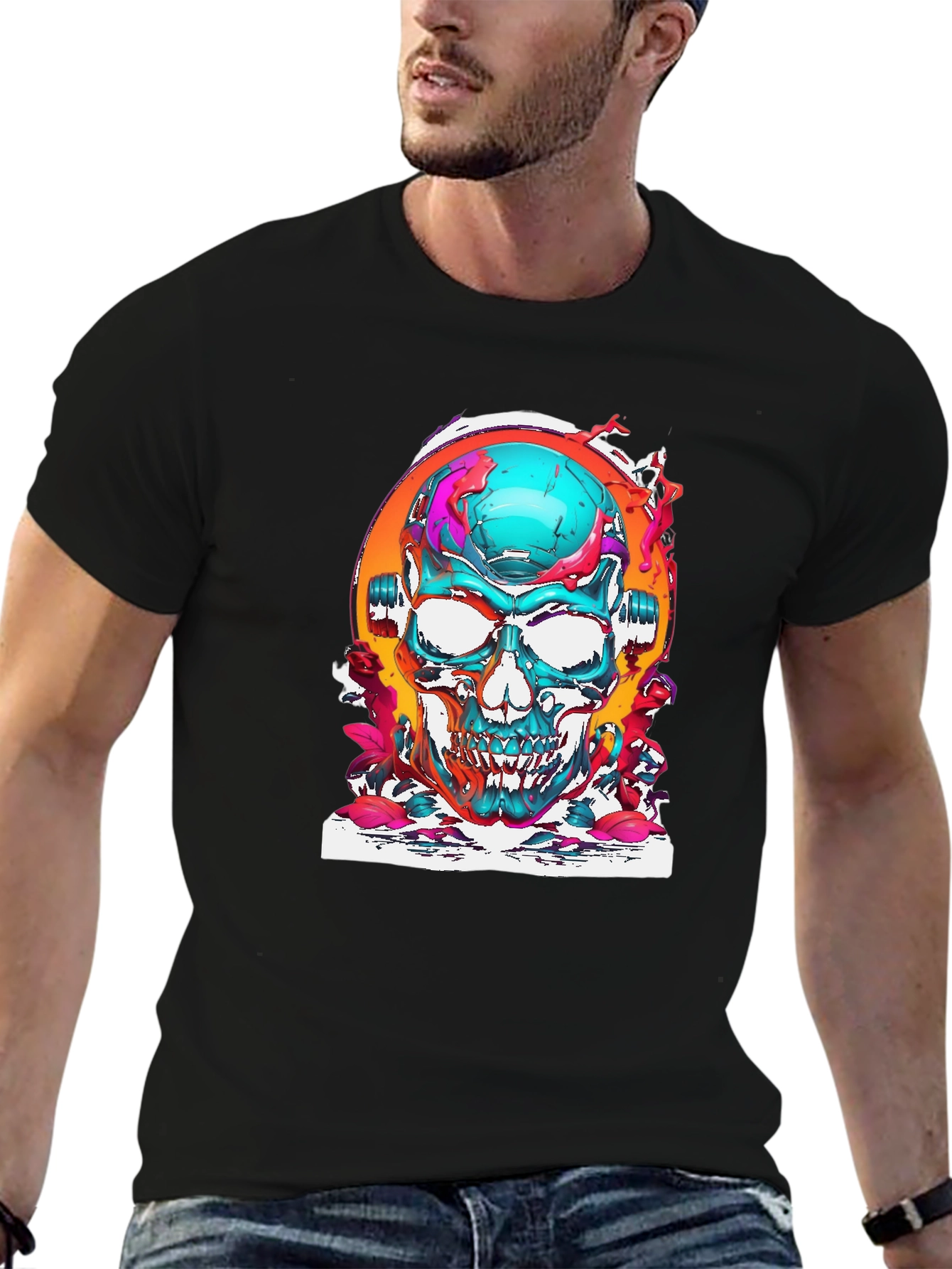 Skull Graphic Tee - Vivid Artistic Design