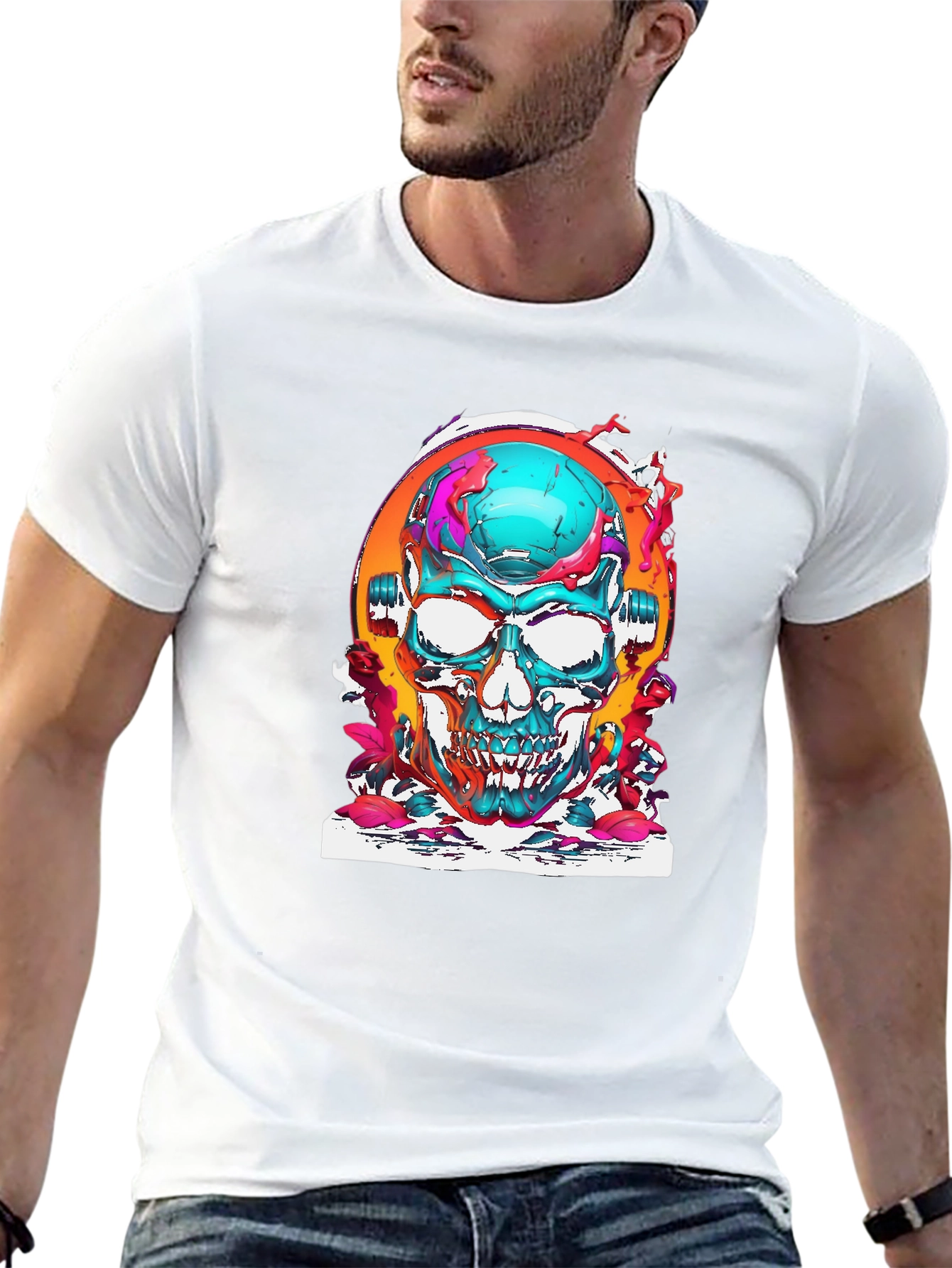 Skull Graphic Tee - Vivid Artistic Design
