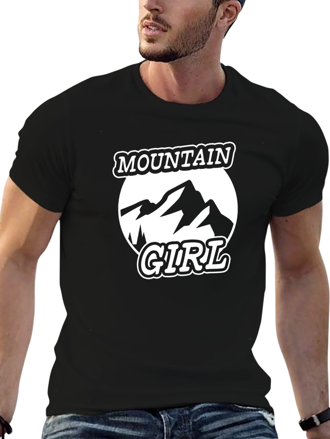 Mountain Girl T-Shirt - Black Round Neck