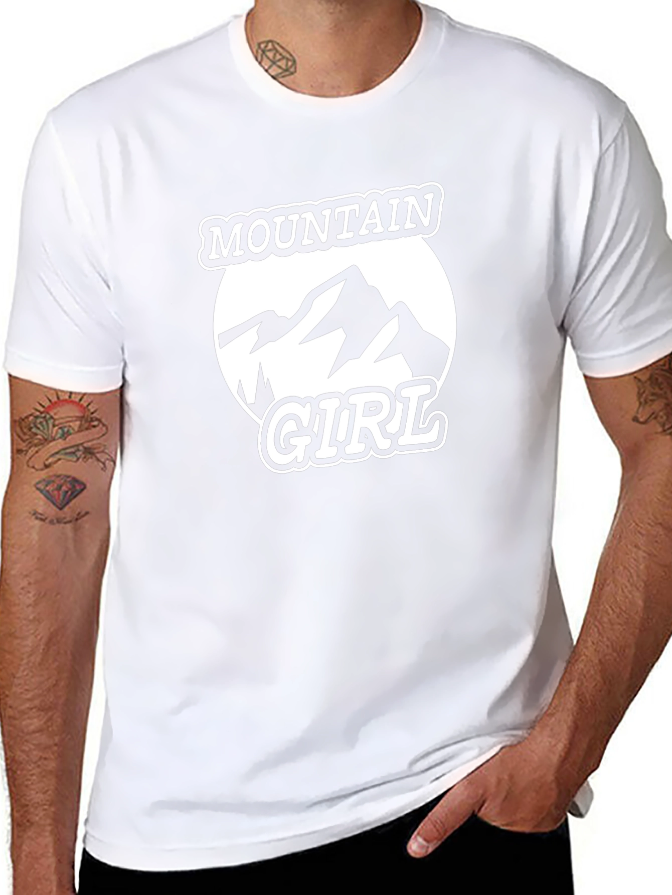 Mountain Girl T-Shirt - Black Round Neck