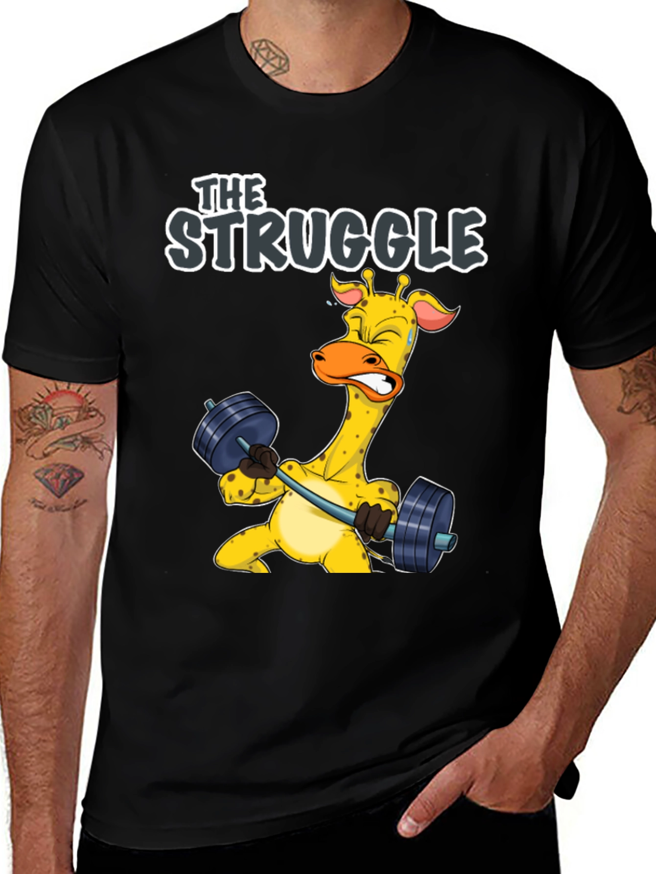 The Struggle Giraffe Weightlifting T-Shirt