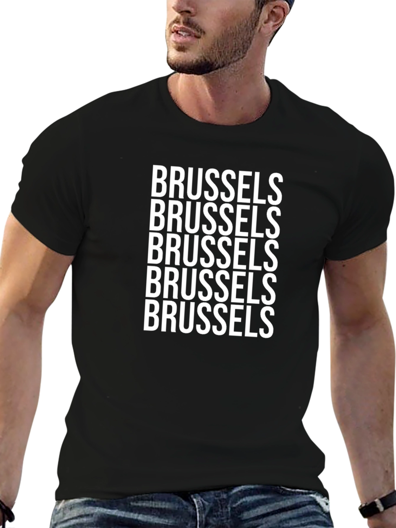Brussels Text Graphic Black T-Shirt