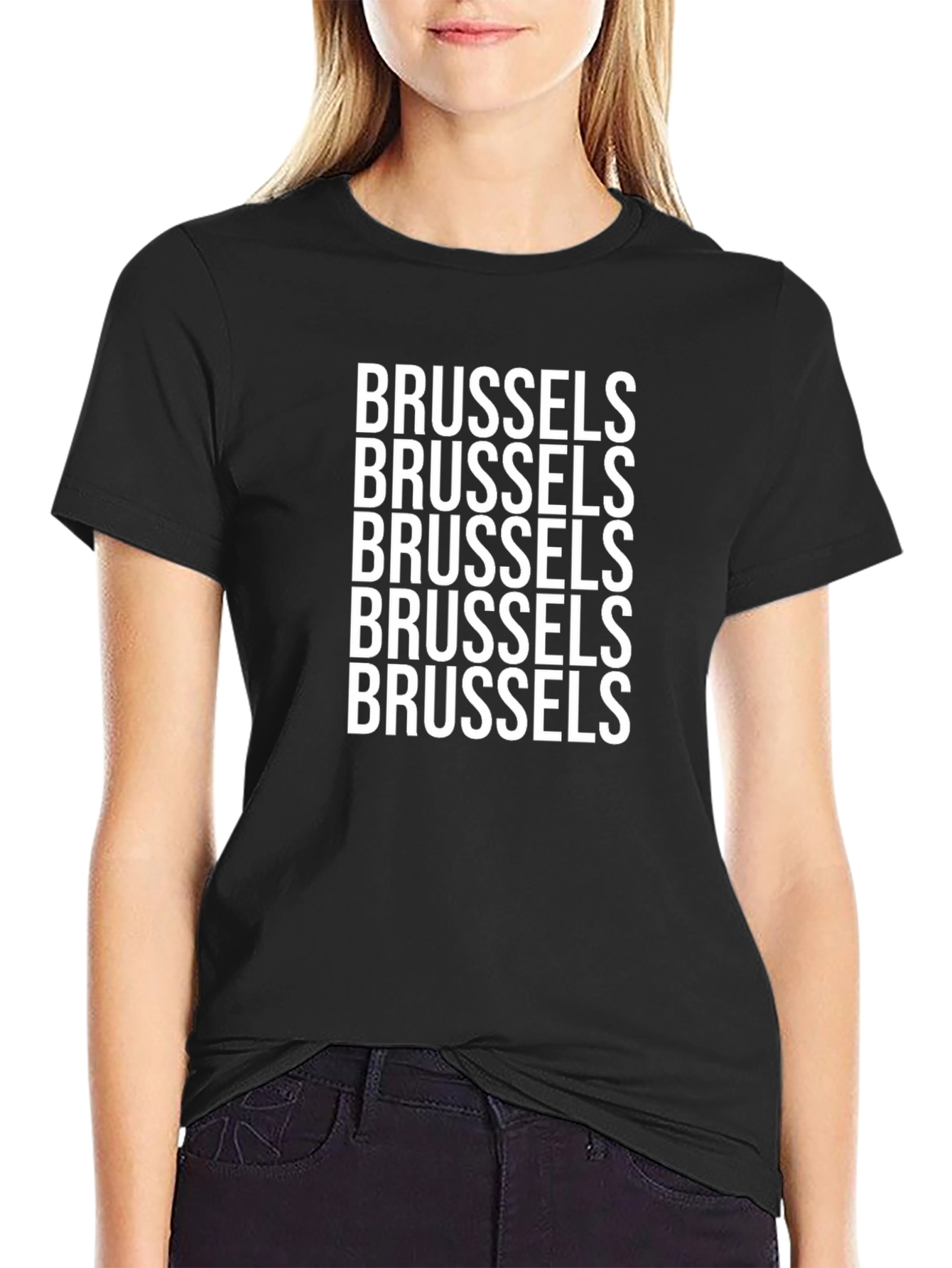 Brussels Text Graphic Black T-Shirt