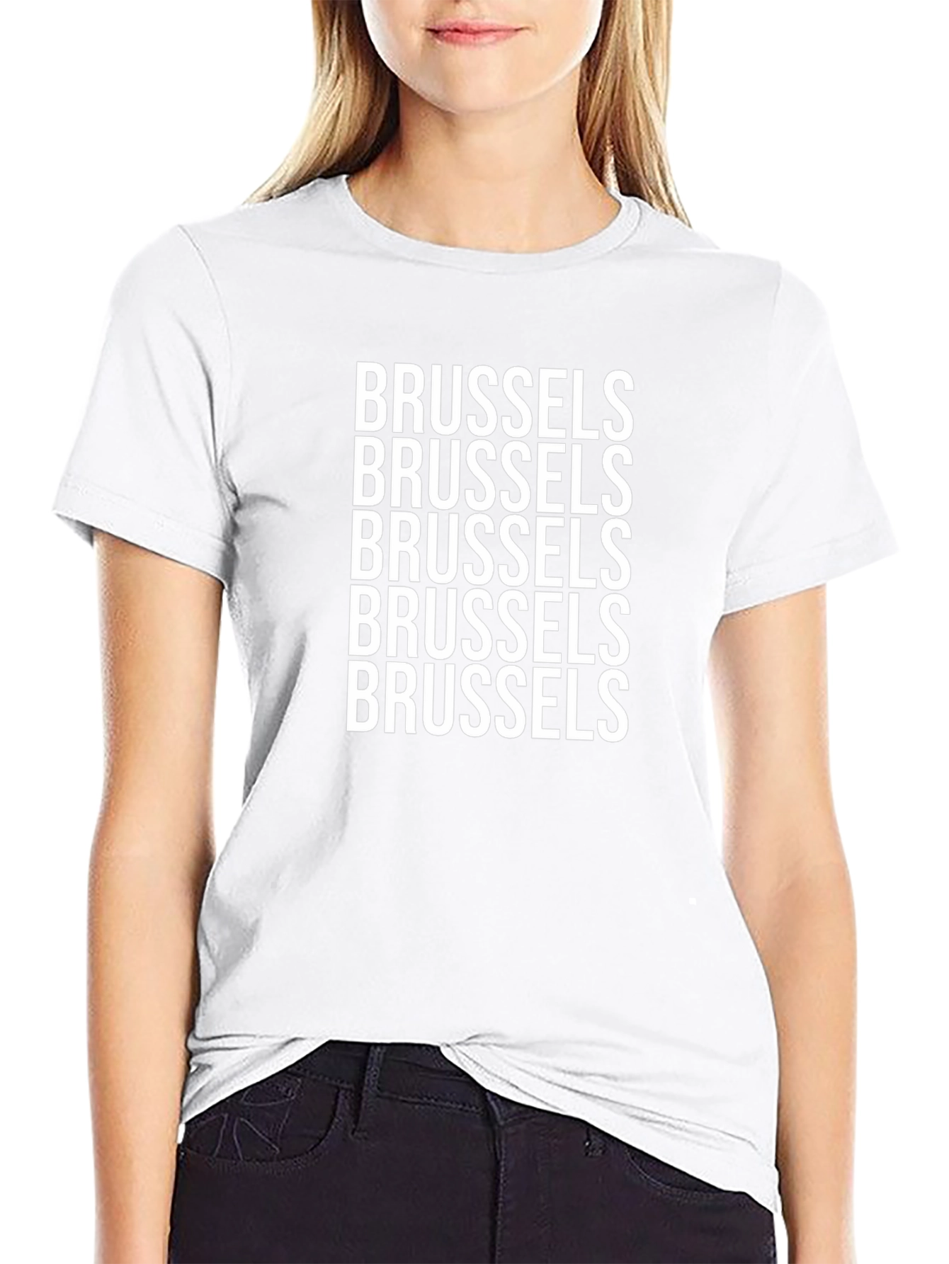 Brussels Text Graphic Black T-Shirt