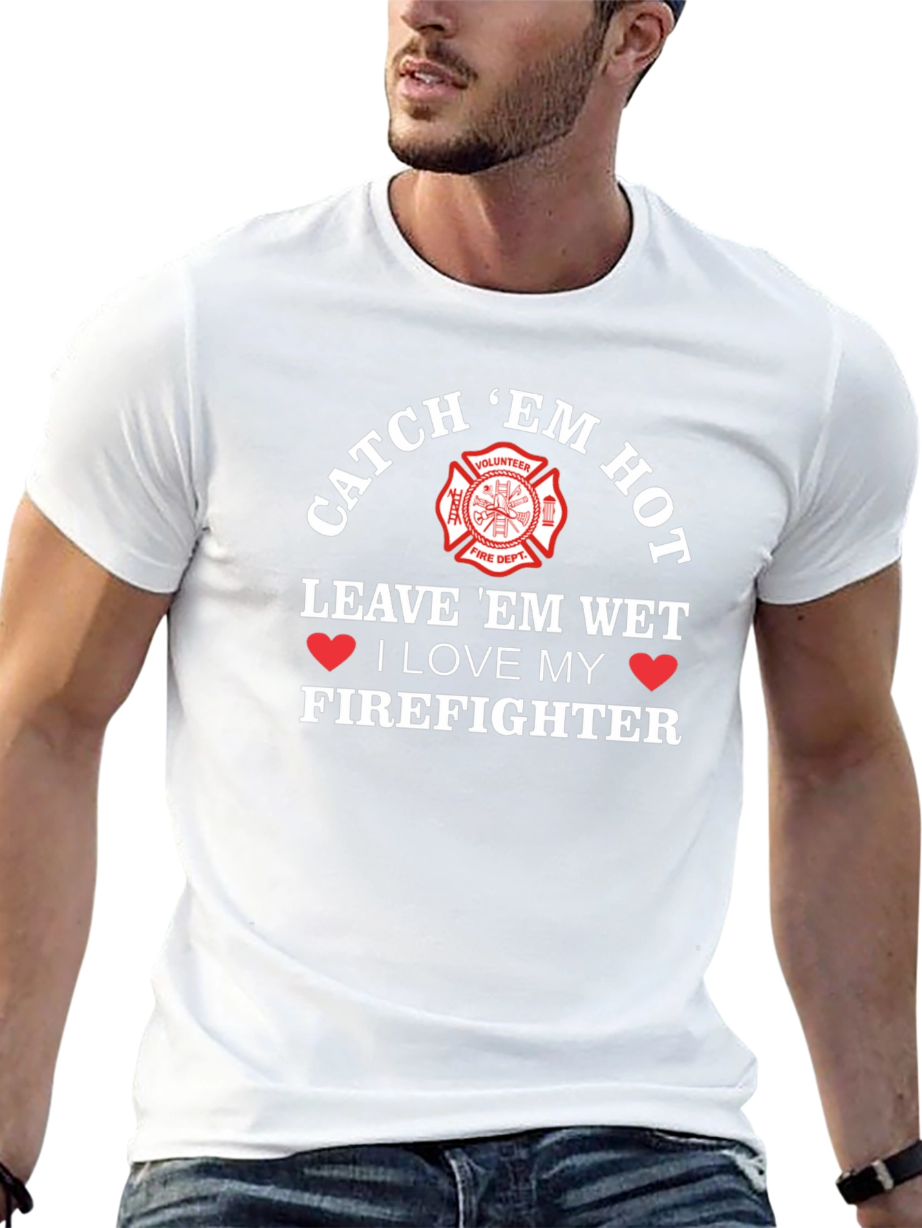 Catch Em Hot Firefighter Graphic Tee