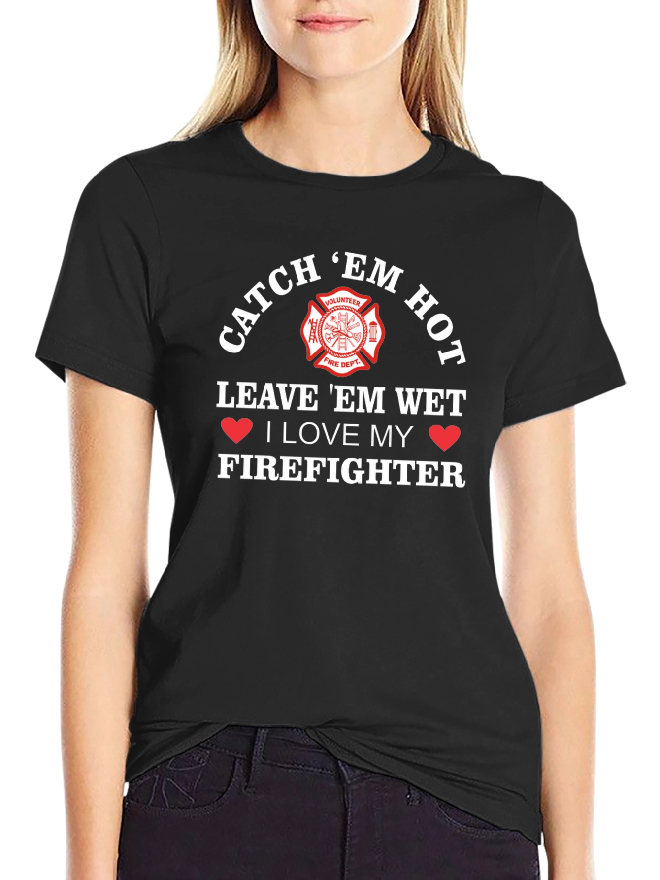 Catch Em Hot Firefighter Graphic Tee
