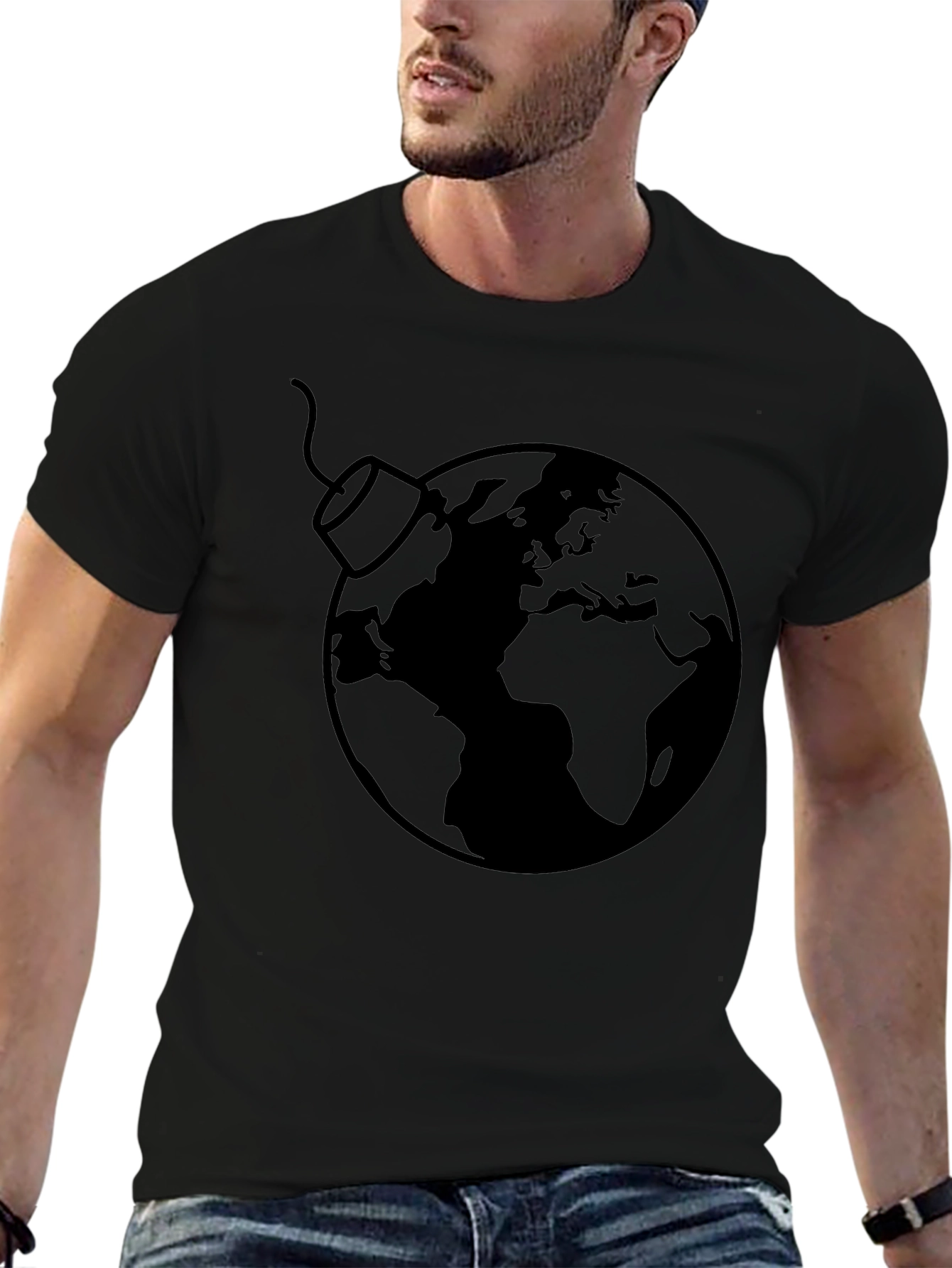 Earth Bomb Graphic Tee - Black Cotton Casual T-Shirt