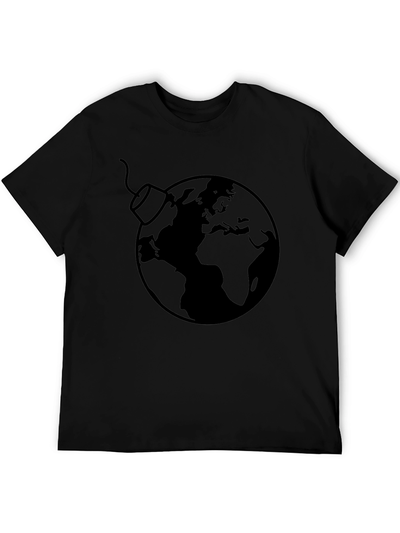 Earth Bomb Graphic Tee - Black Cotton Casual T-Shirt