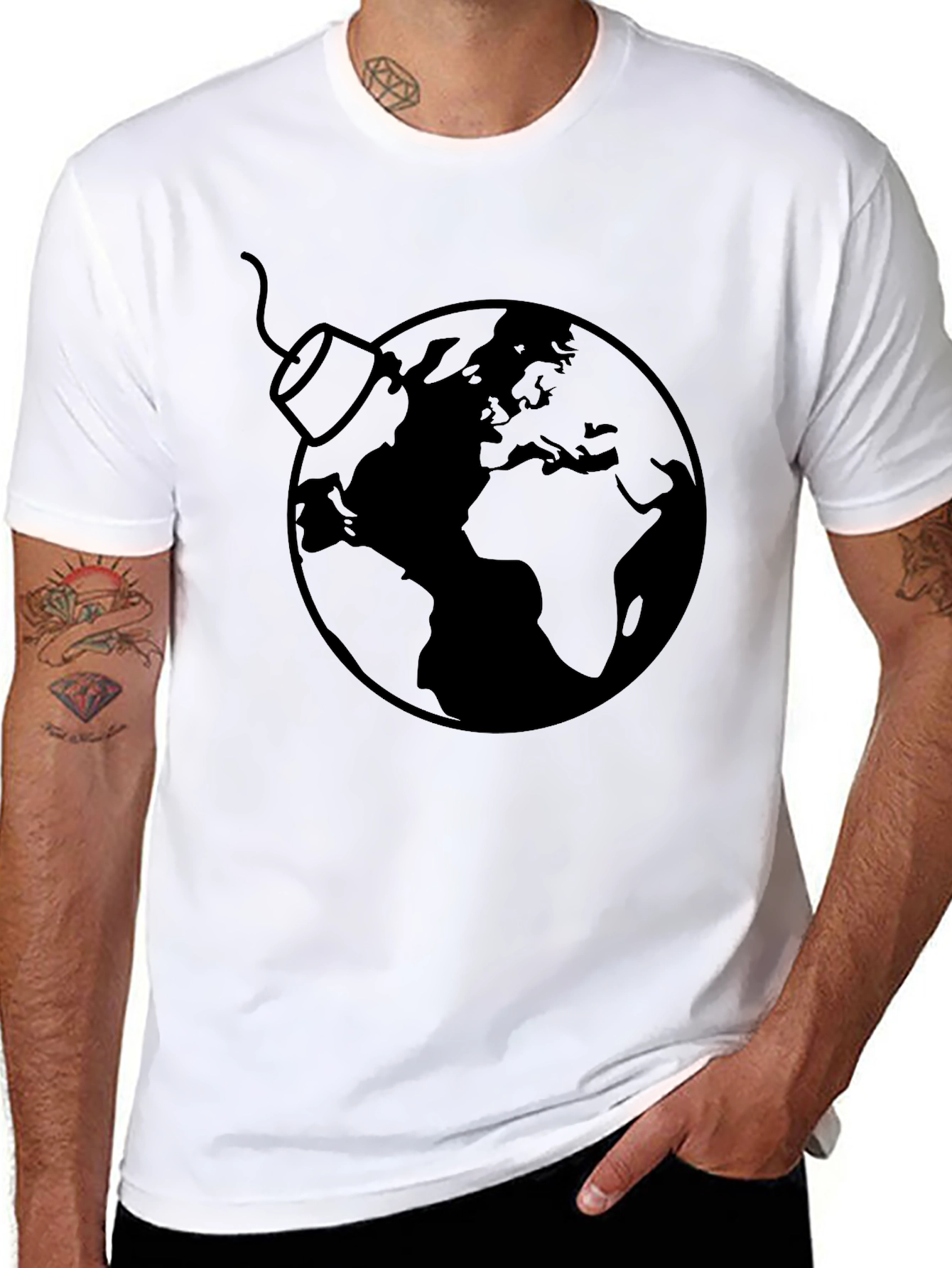 Earth Bomb Graphic Tee - Black Cotton Casual T-Shirt