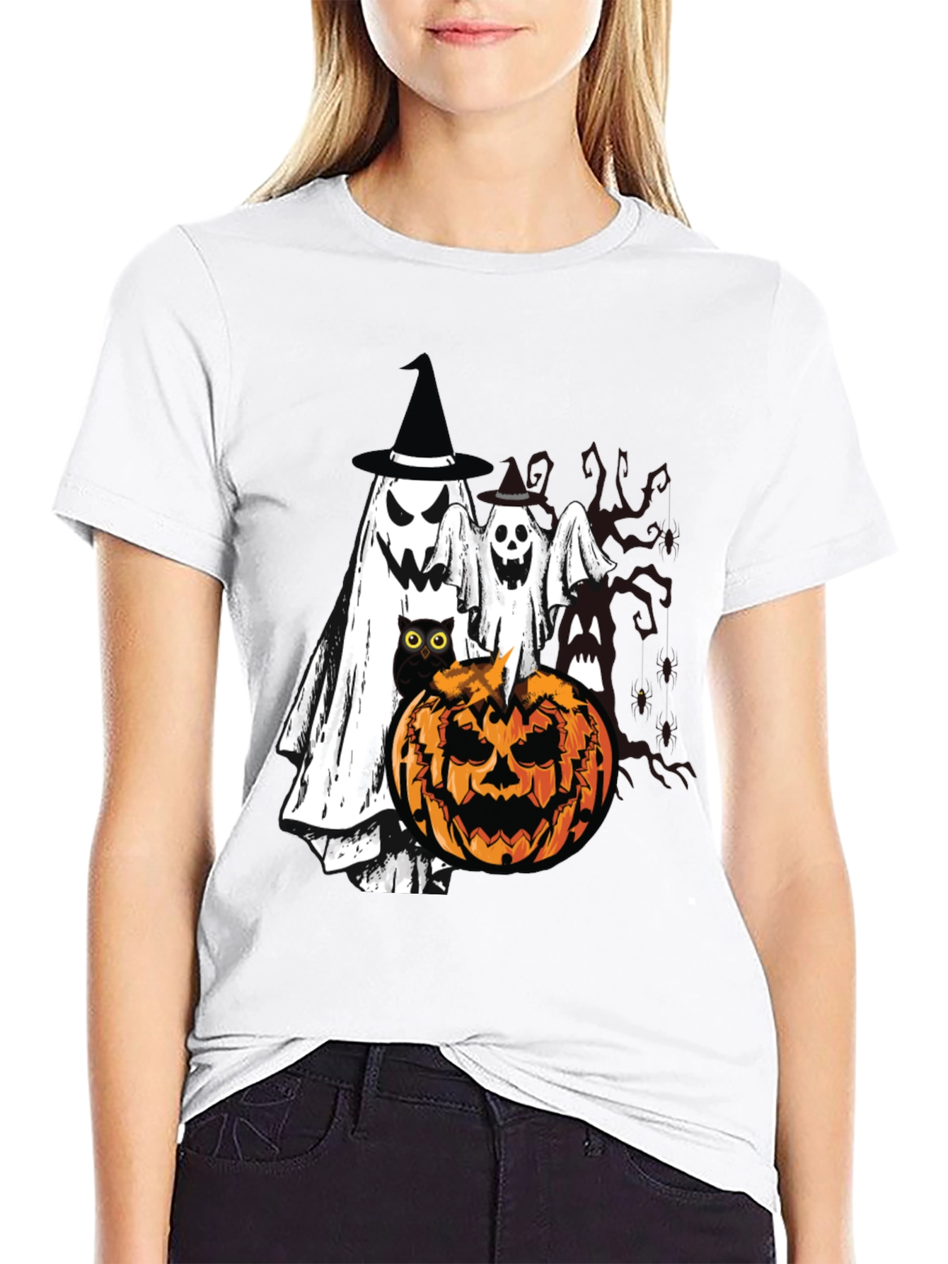 Halloween Ghost & Pumpkin T-Shirt