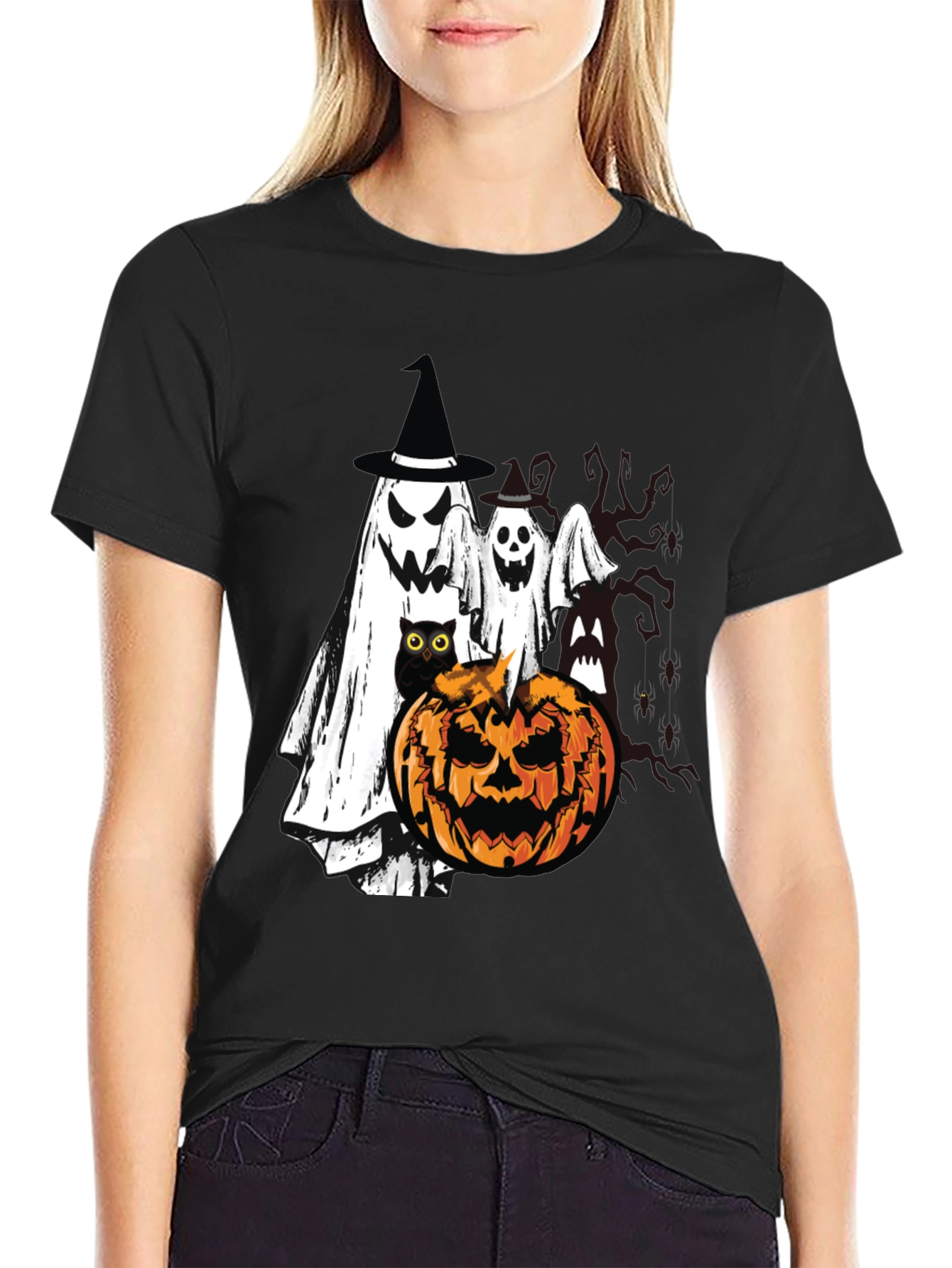 Halloween Ghost & Pumpkin T-Shirt