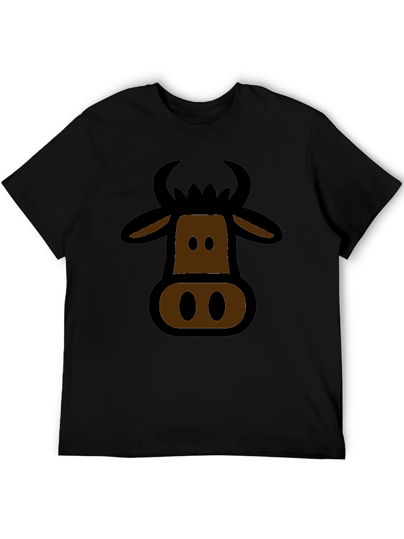 Cartoon Cow Graphic Black T-Shirt