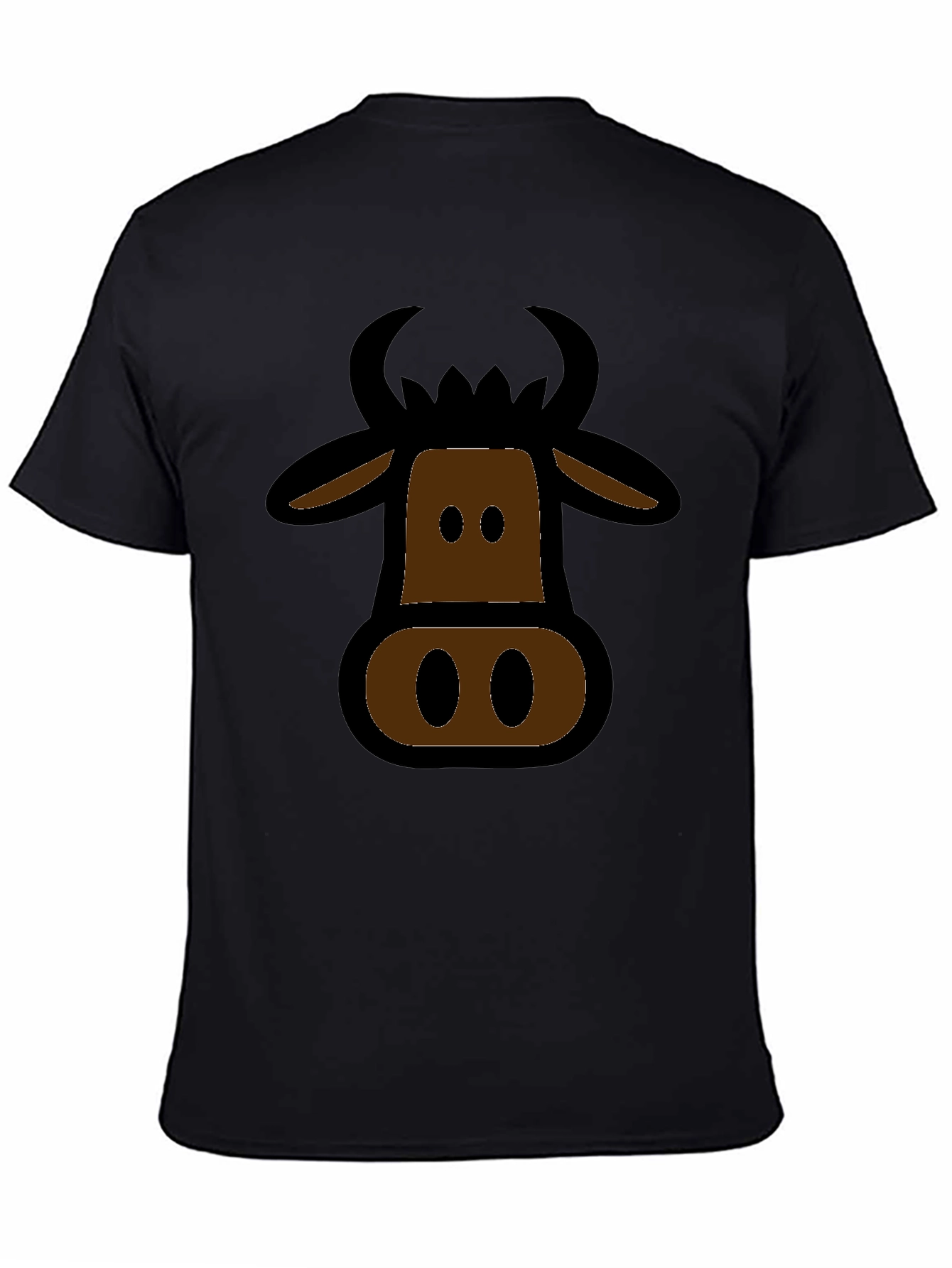 Cartoon Cow Graphic Black T-Shirt