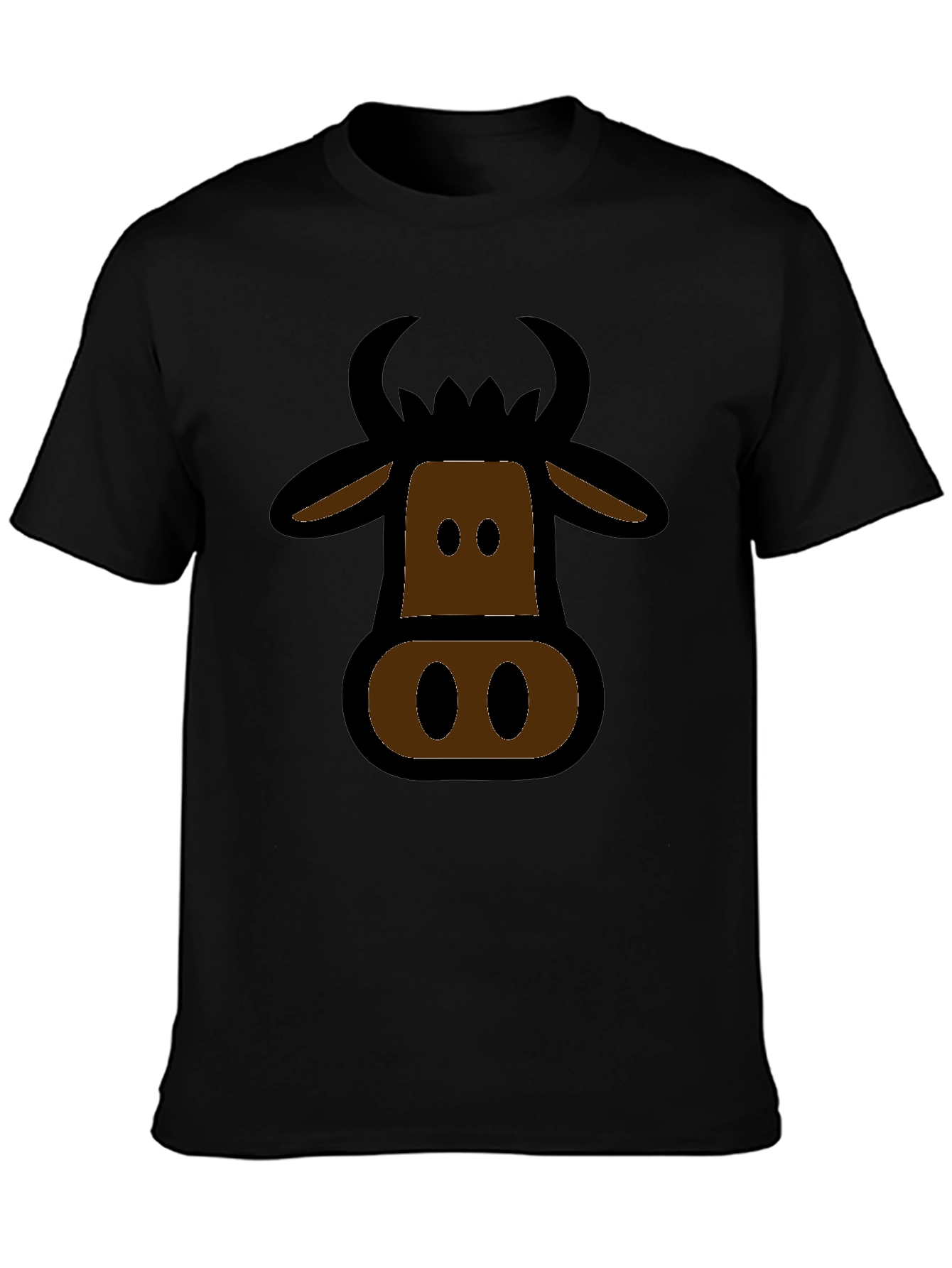 Cartoon Cow Graphic Black T-Shirt