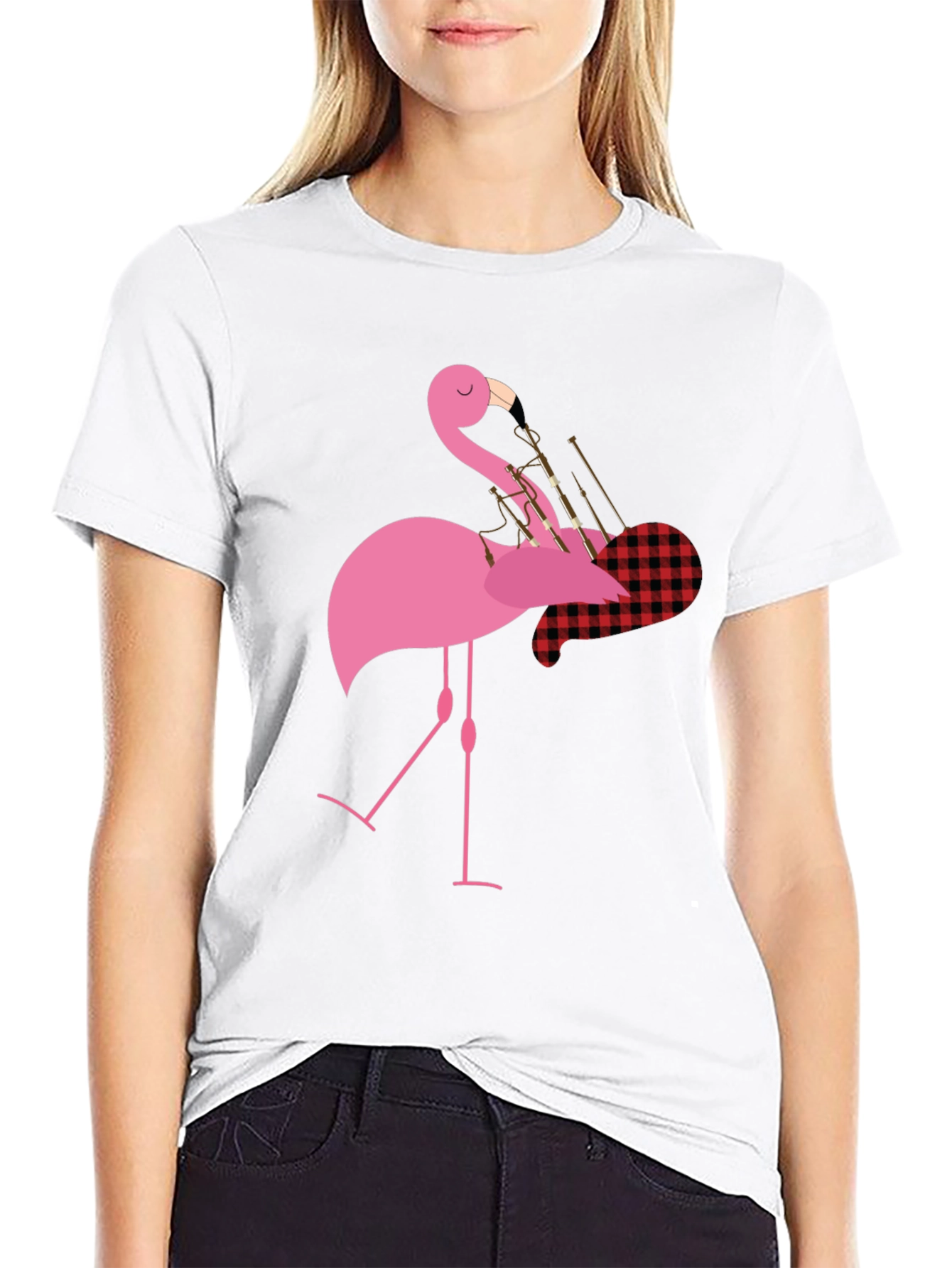 Flamingo Bagpipe Graphic T-Shirt - Unique Design