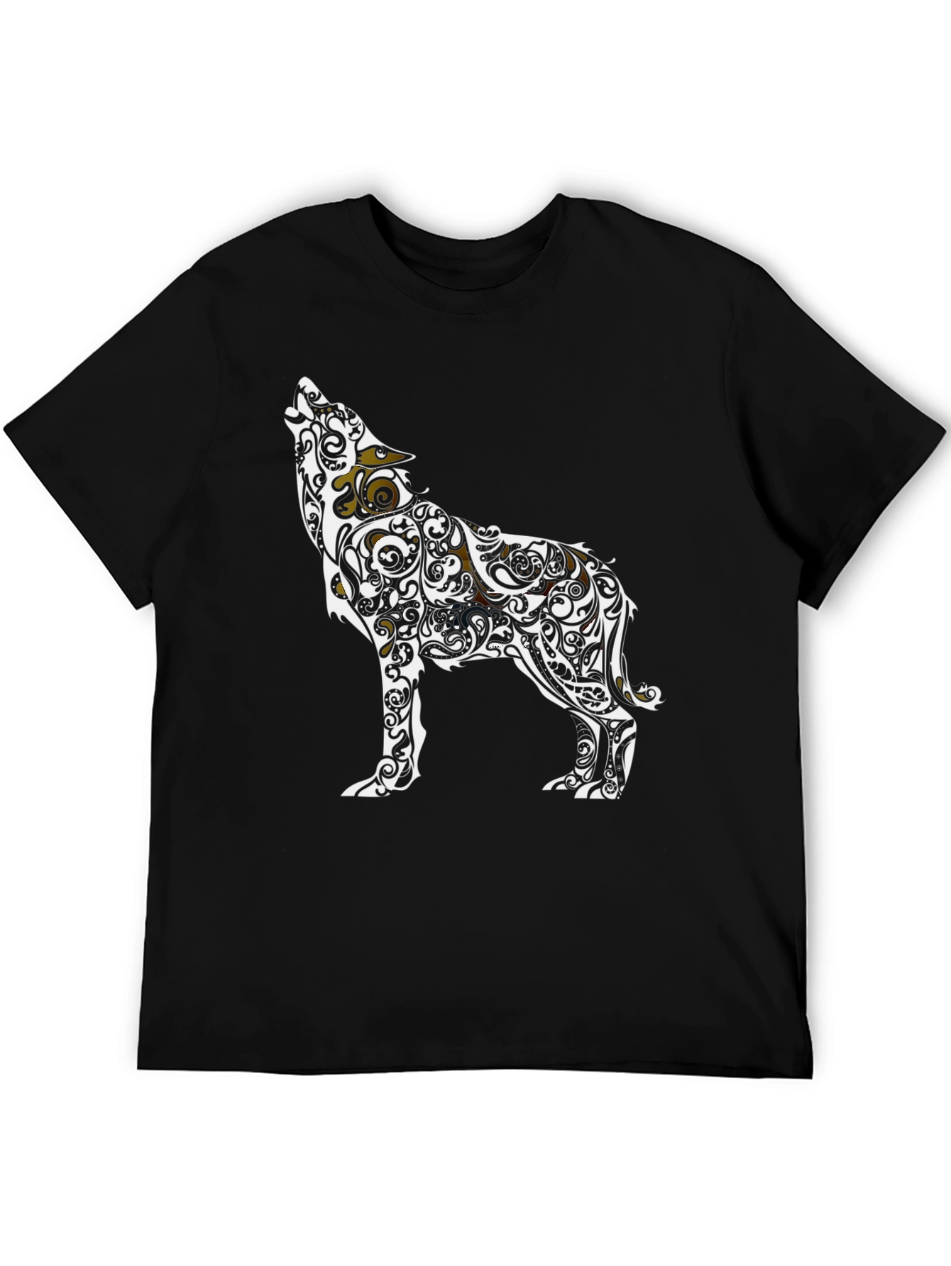 Tribal Wolf Graphic Tee - Black Casual Style