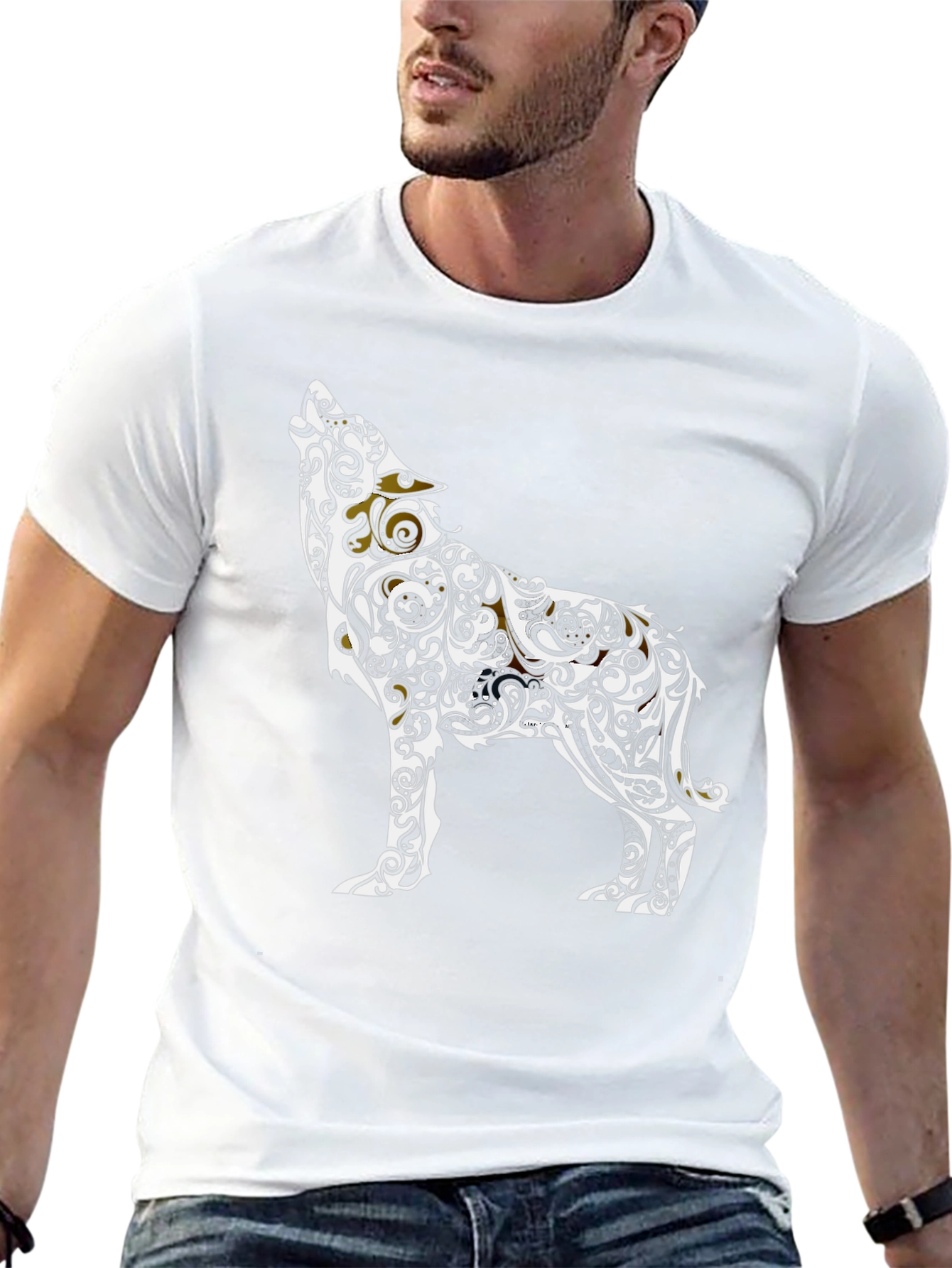 Tribal Wolf Graphic Tee - Black Casual Style