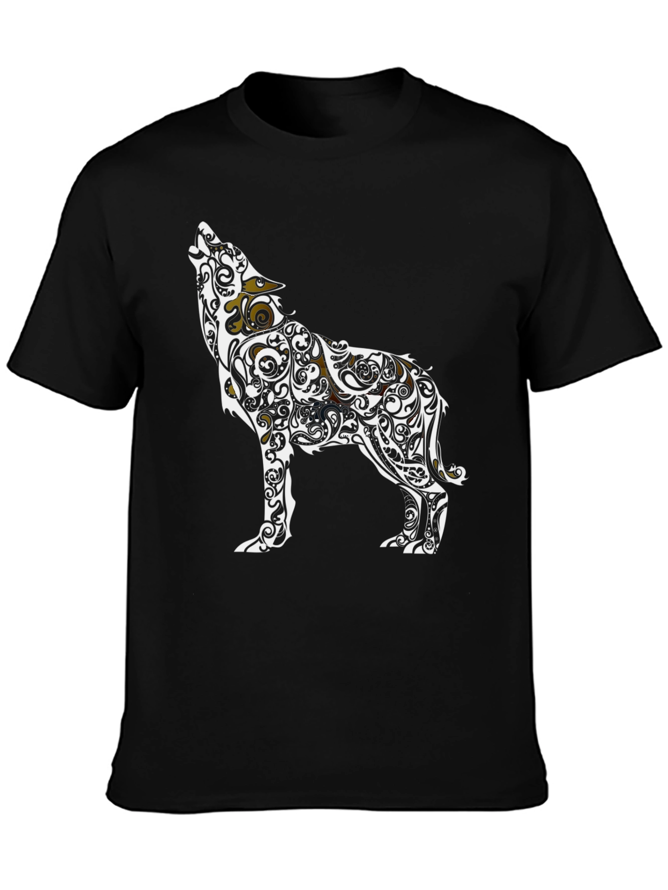 Tribal Wolf Graphic Tee - Black Casual Style