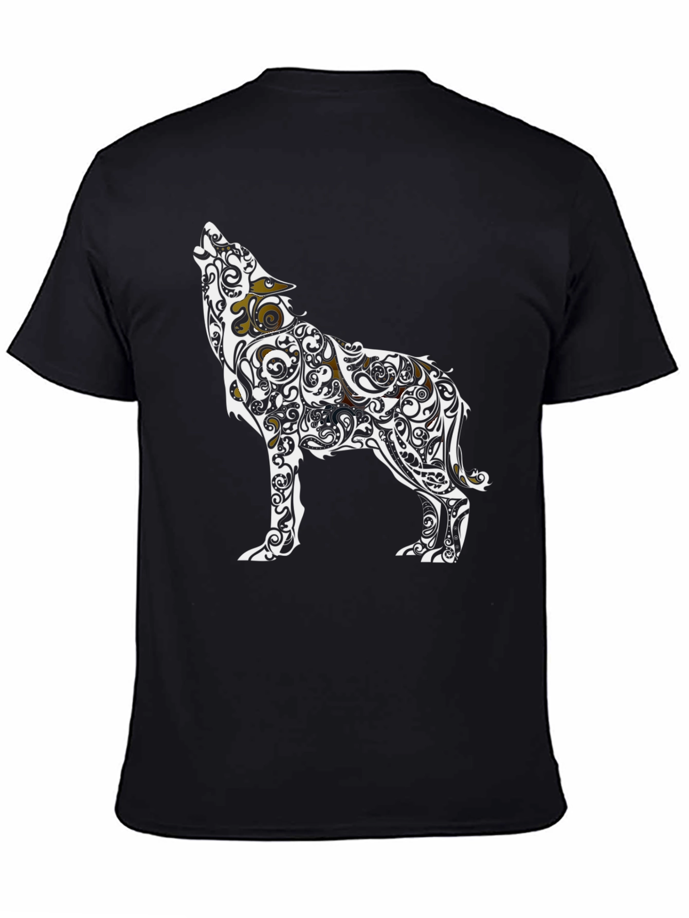 Tribal Wolf Graphic Tee - Black Casual Style