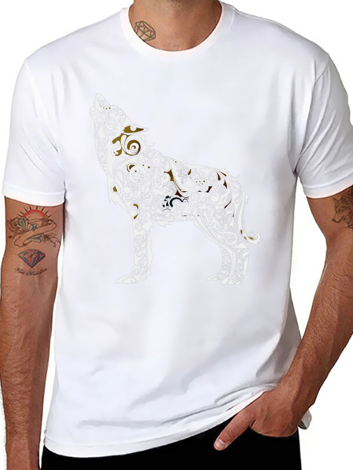 Tribal Wolf Graphic Tee - Black Casual Style