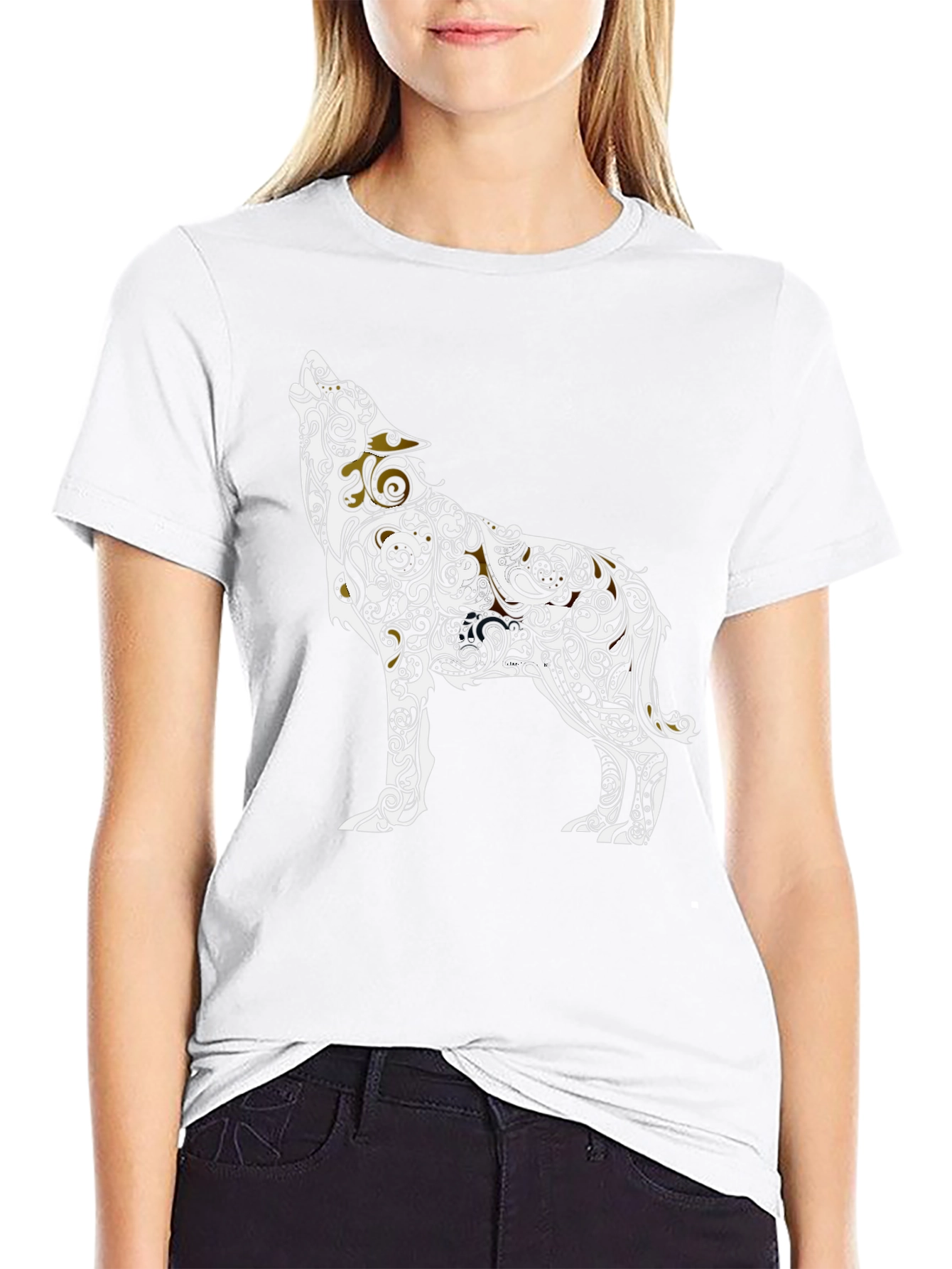 Tribal Wolf Graphic Tee - Black Casual Style