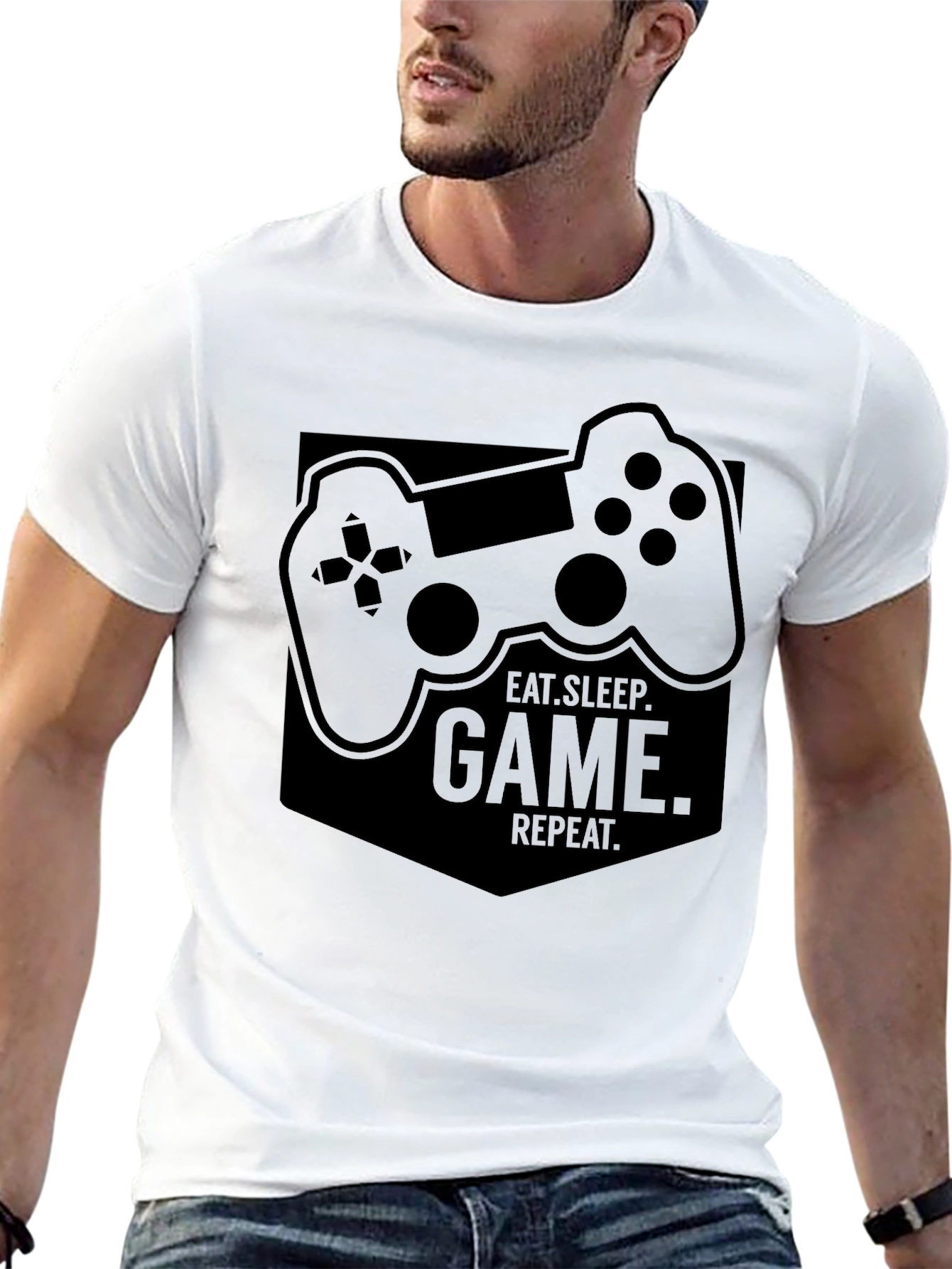 Eat Sleep Game Repeat Graphic Tee - Gamer T-Shirt