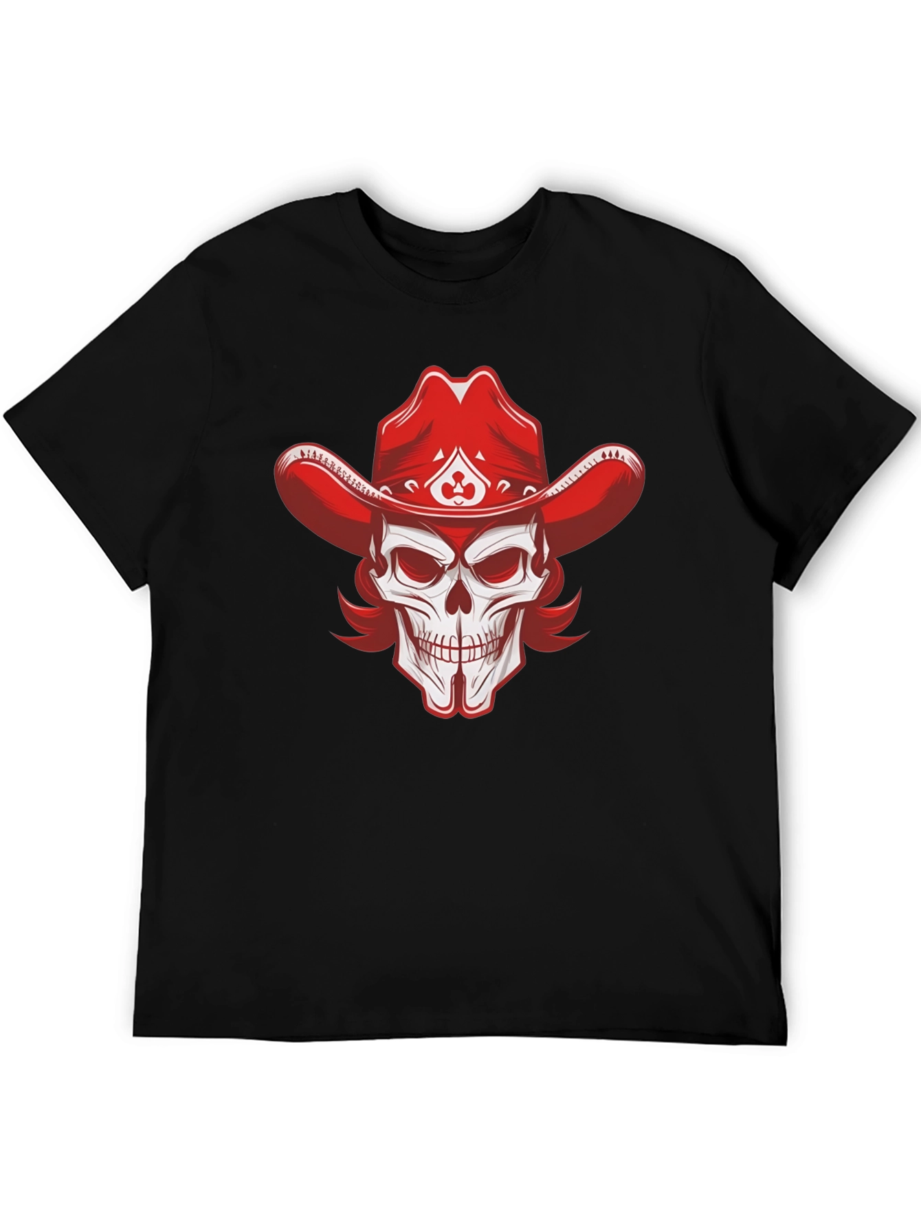 Skull Cowboy Hat Graphic Tee - Black