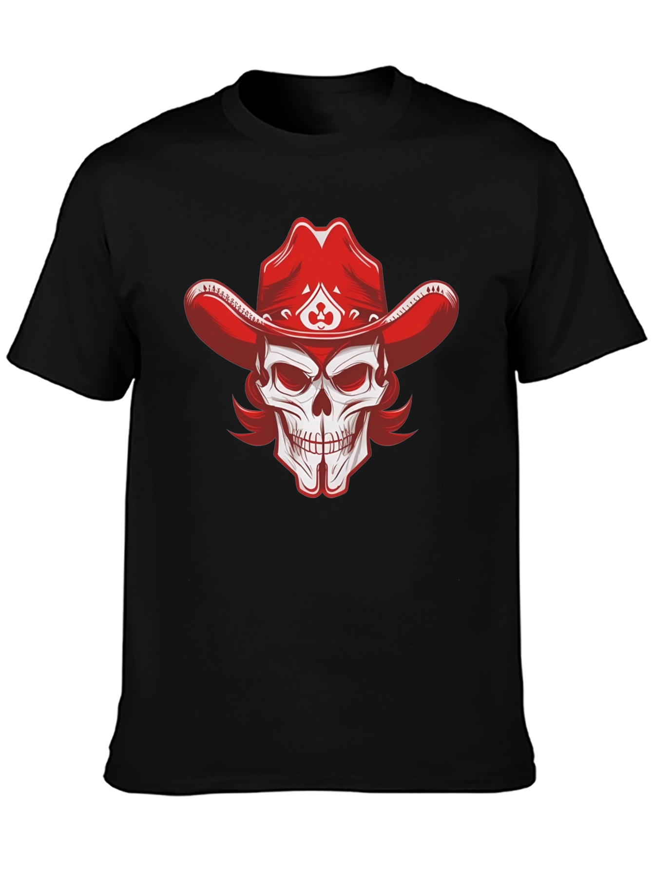 Skull Cowboy Hat Graphic Tee - Black