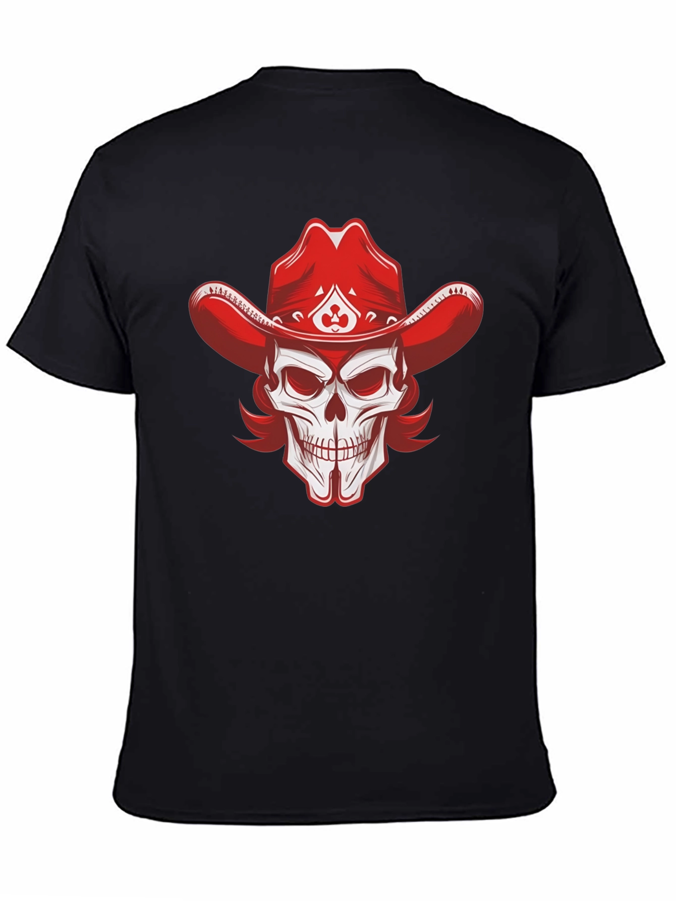 Skull Cowboy Hat Graphic Tee - Black